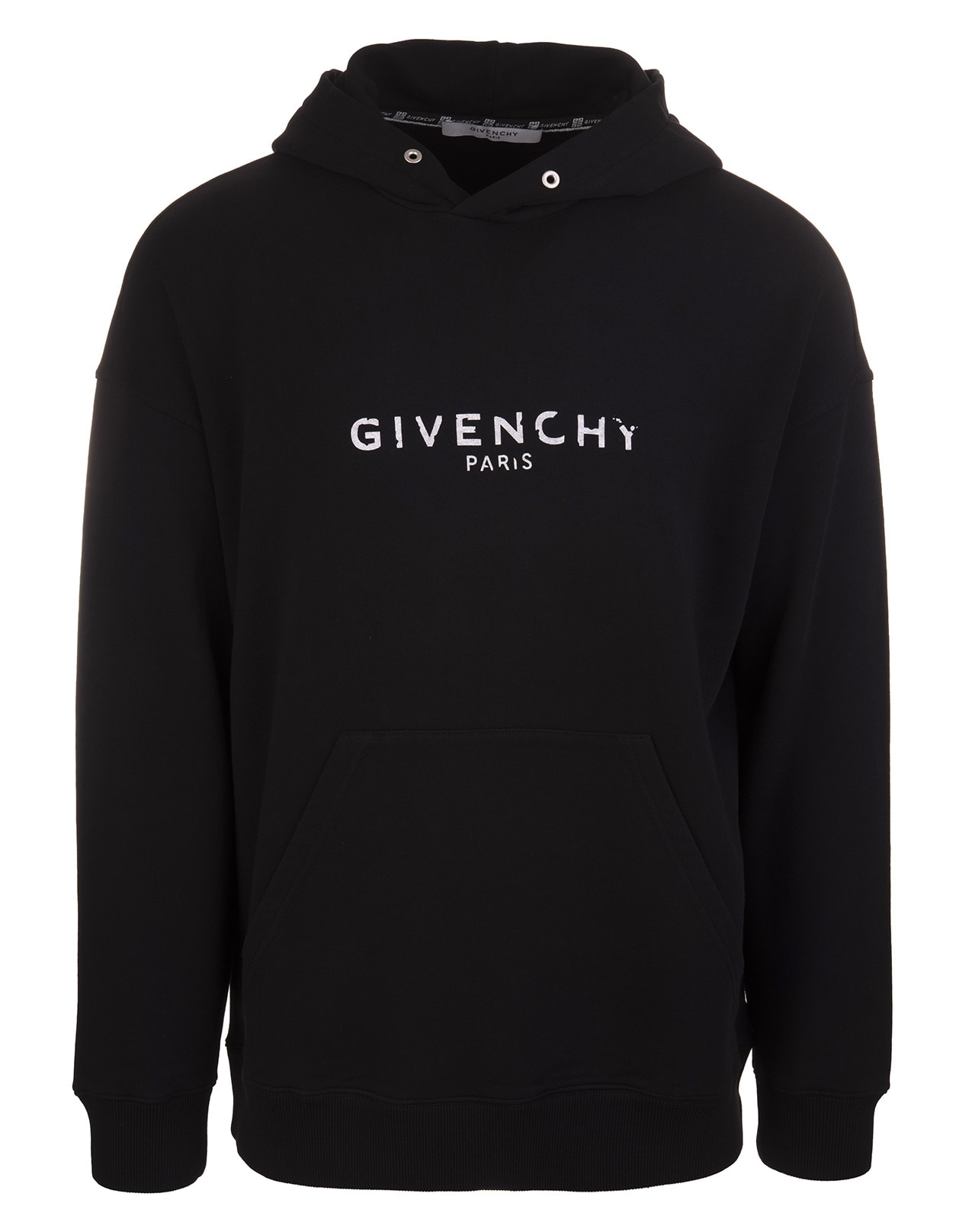 Givenchy Black Man Hoodie With Vintage Logo