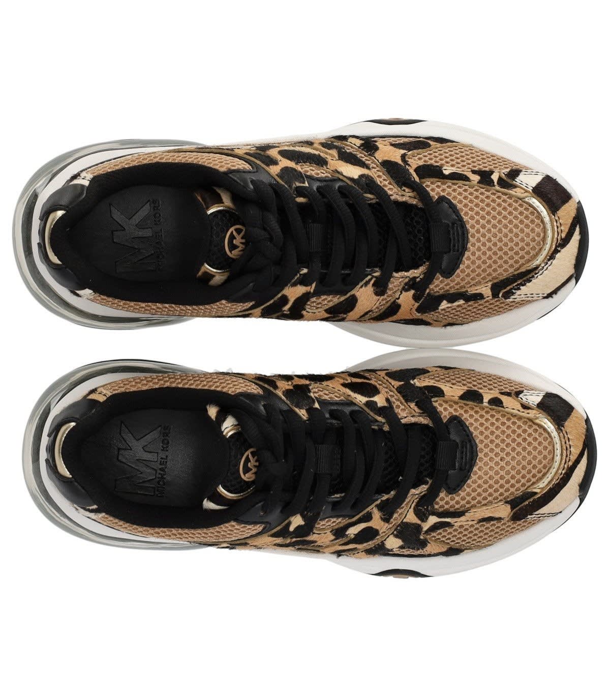 Shop Michael Kors Leopard Printed Kit Extreme Mesh Trainers In Beige