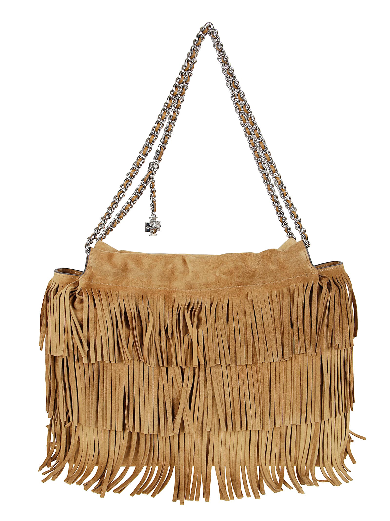 Tory Burch Hobo Bag With Chain And Fringe Straps
