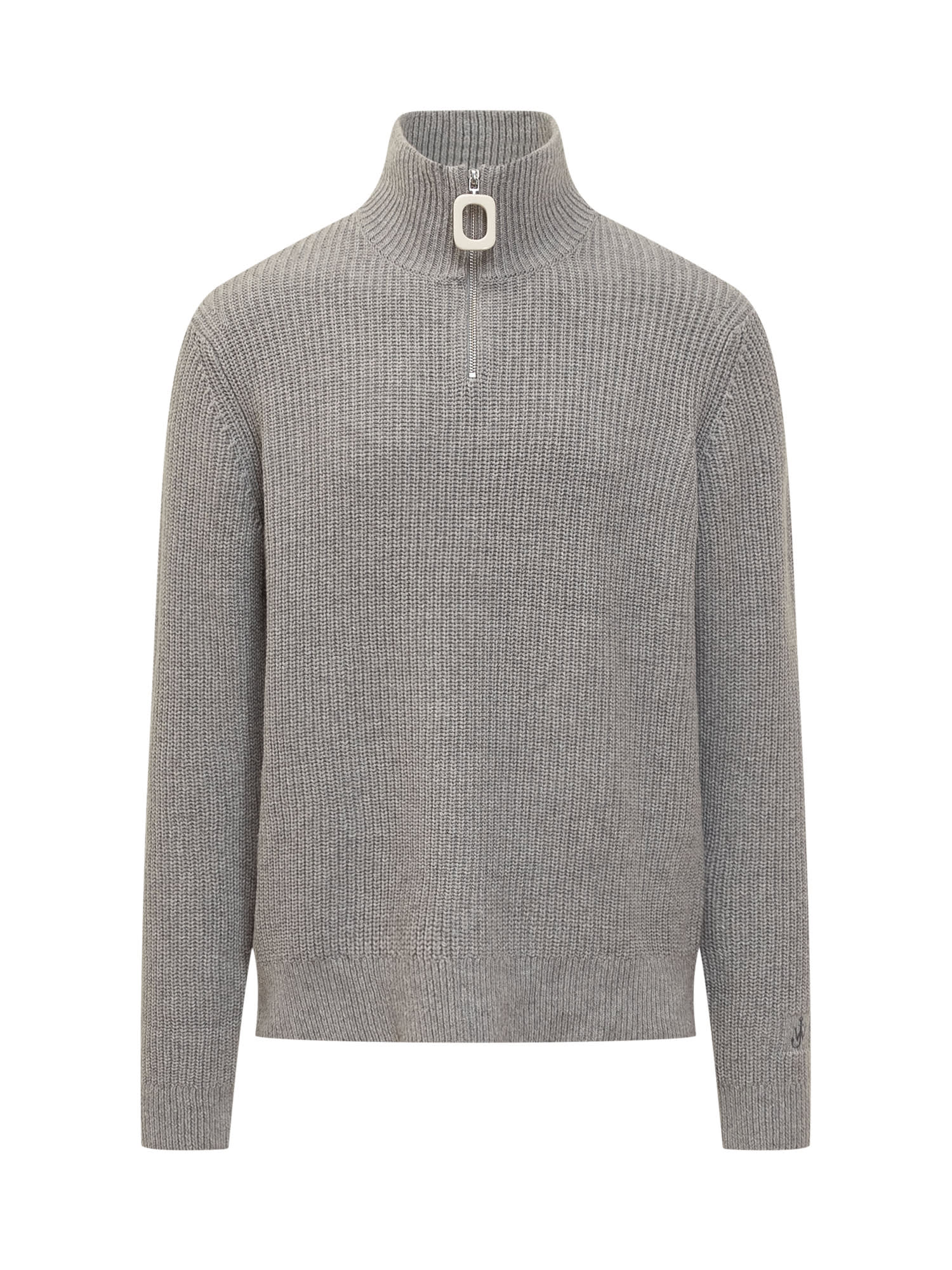 Shop Jw Anderson Sweater With Zip Closure In Light Grey