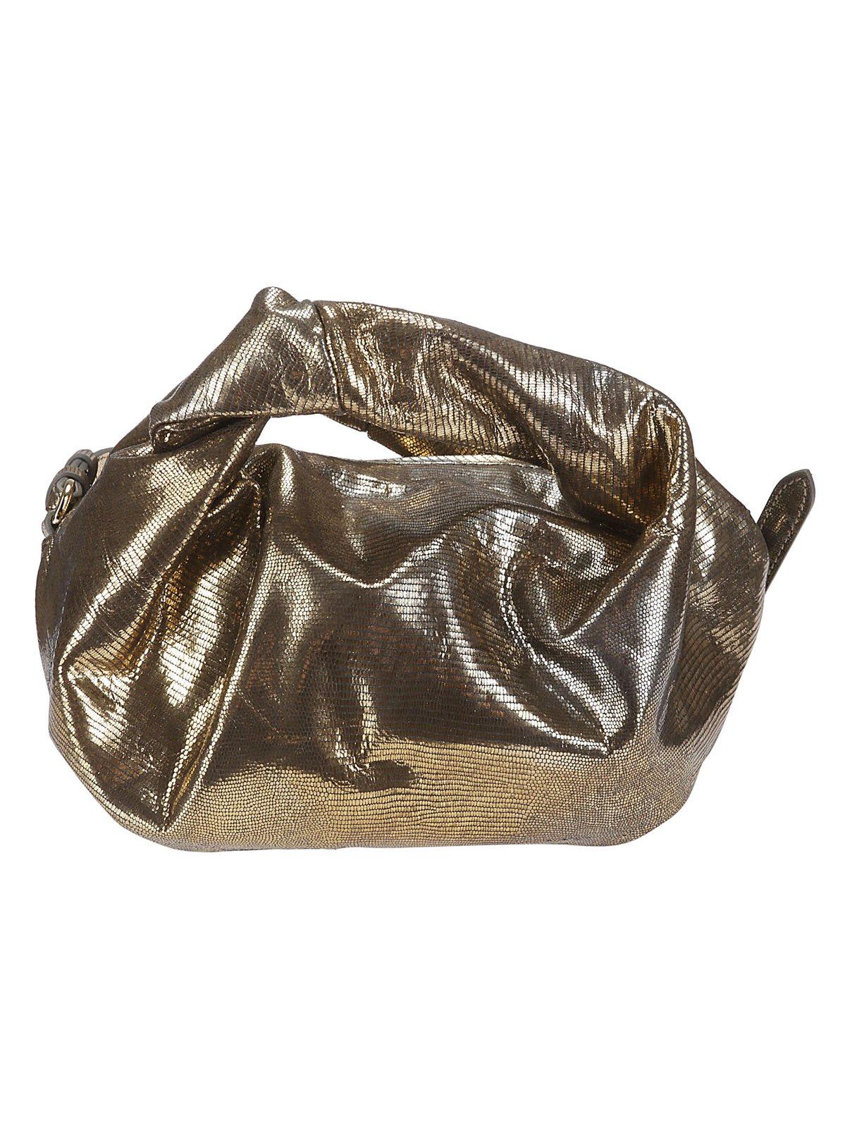 Shop Dries Van Noten Metallic Effect Zip-up Clutch Bag In Golden