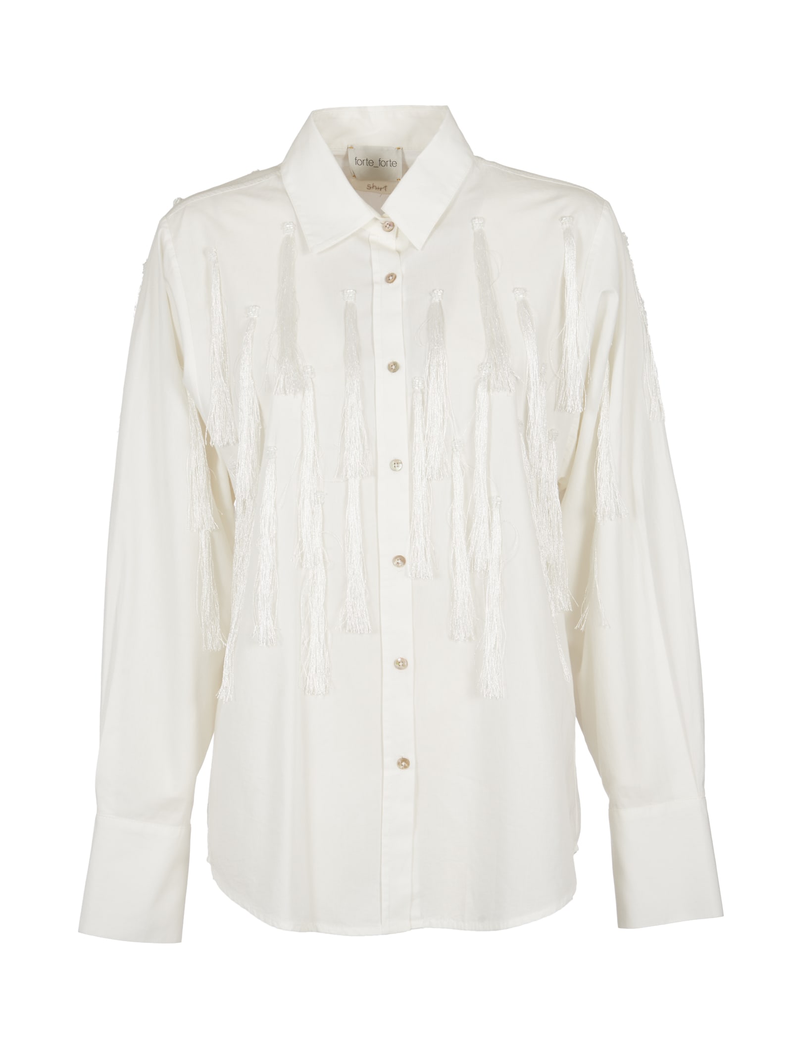 FORTE FORTE TASSEL DETAIL PLAIN SHIRT