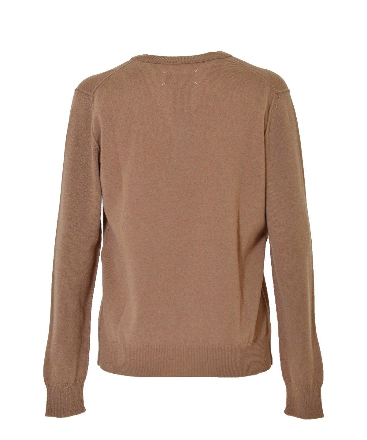 Shop Maison Margiela V-neck Jumper In Beige