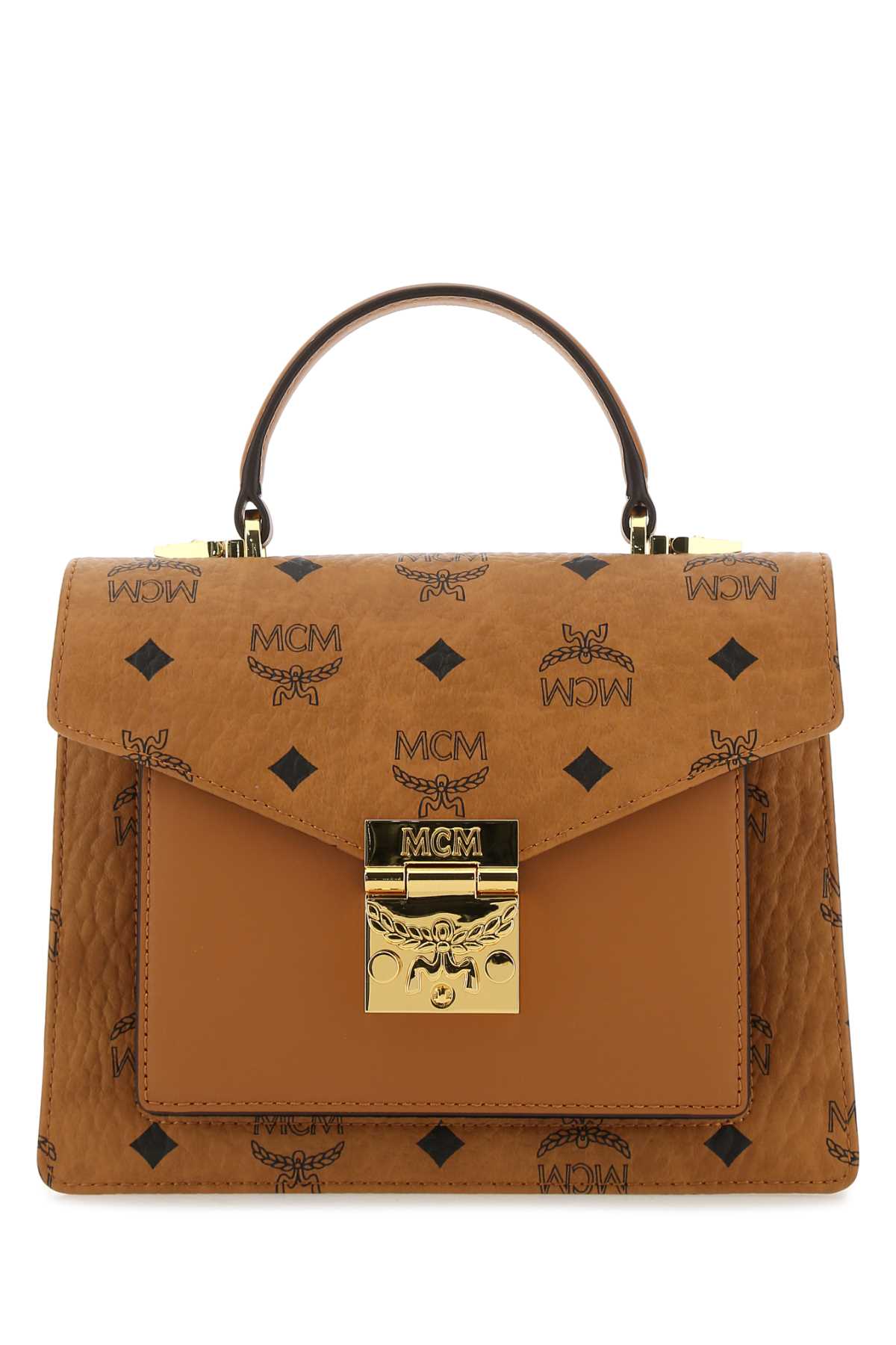 Shop Mcm Printed Canvas Small Satchel Handbag In Co