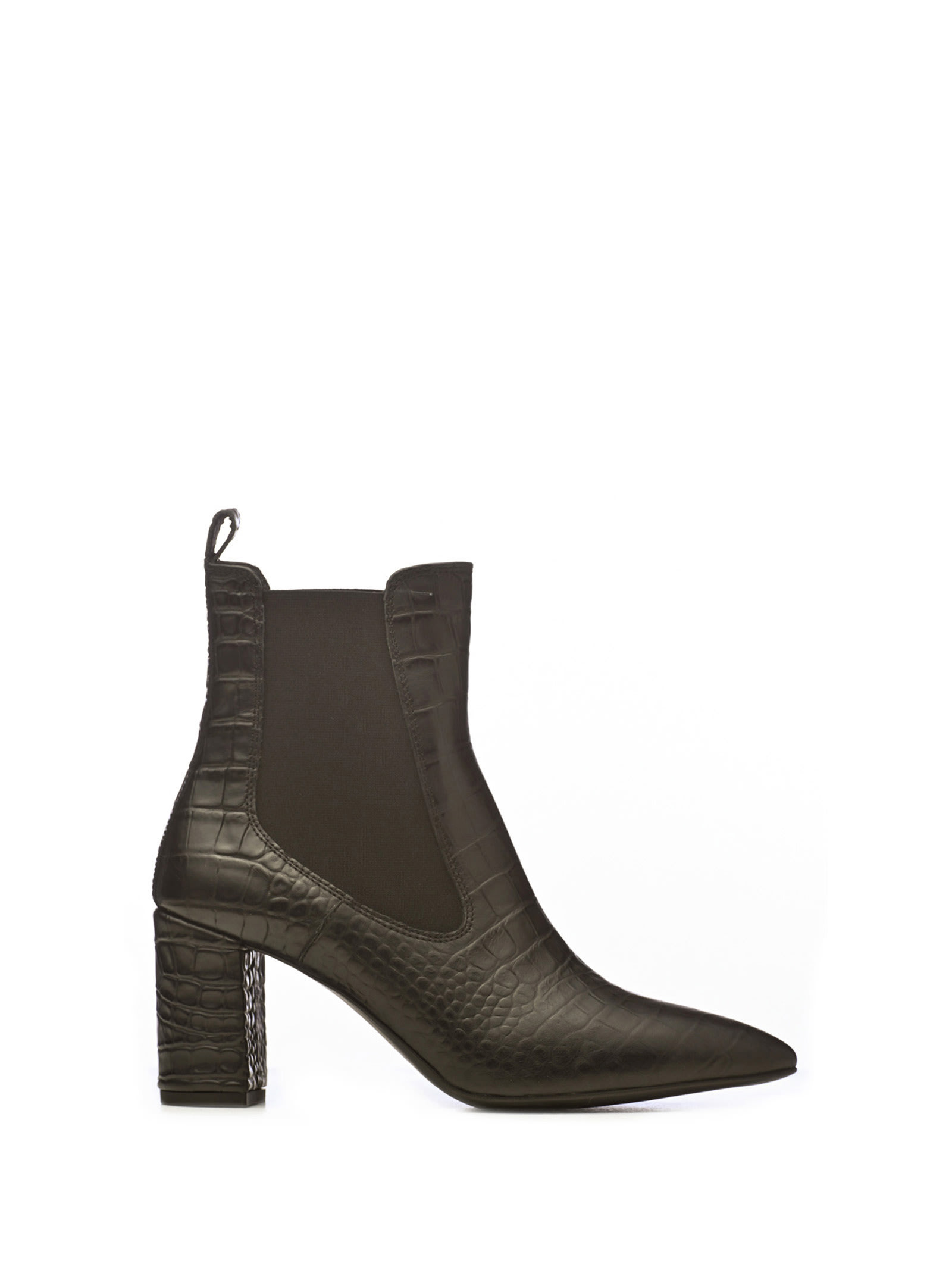 black mock croc ankle boots