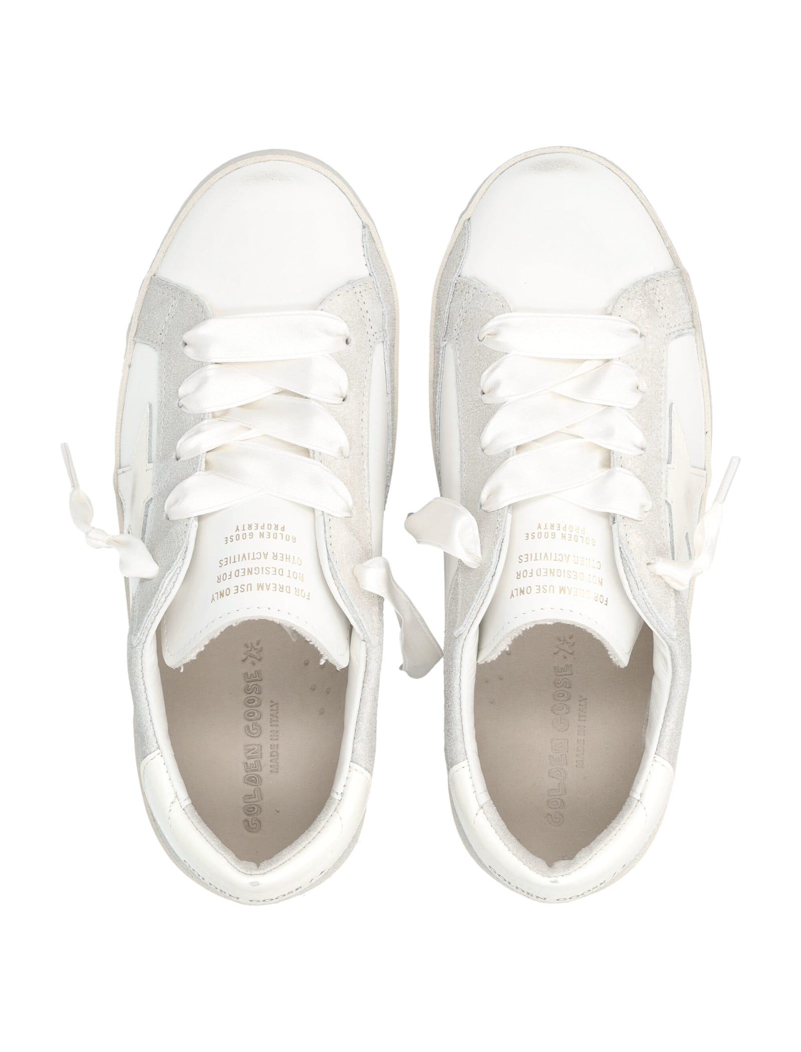 Golden Goose Kids Super-star Leather And Laminated Suede Sneakers In White