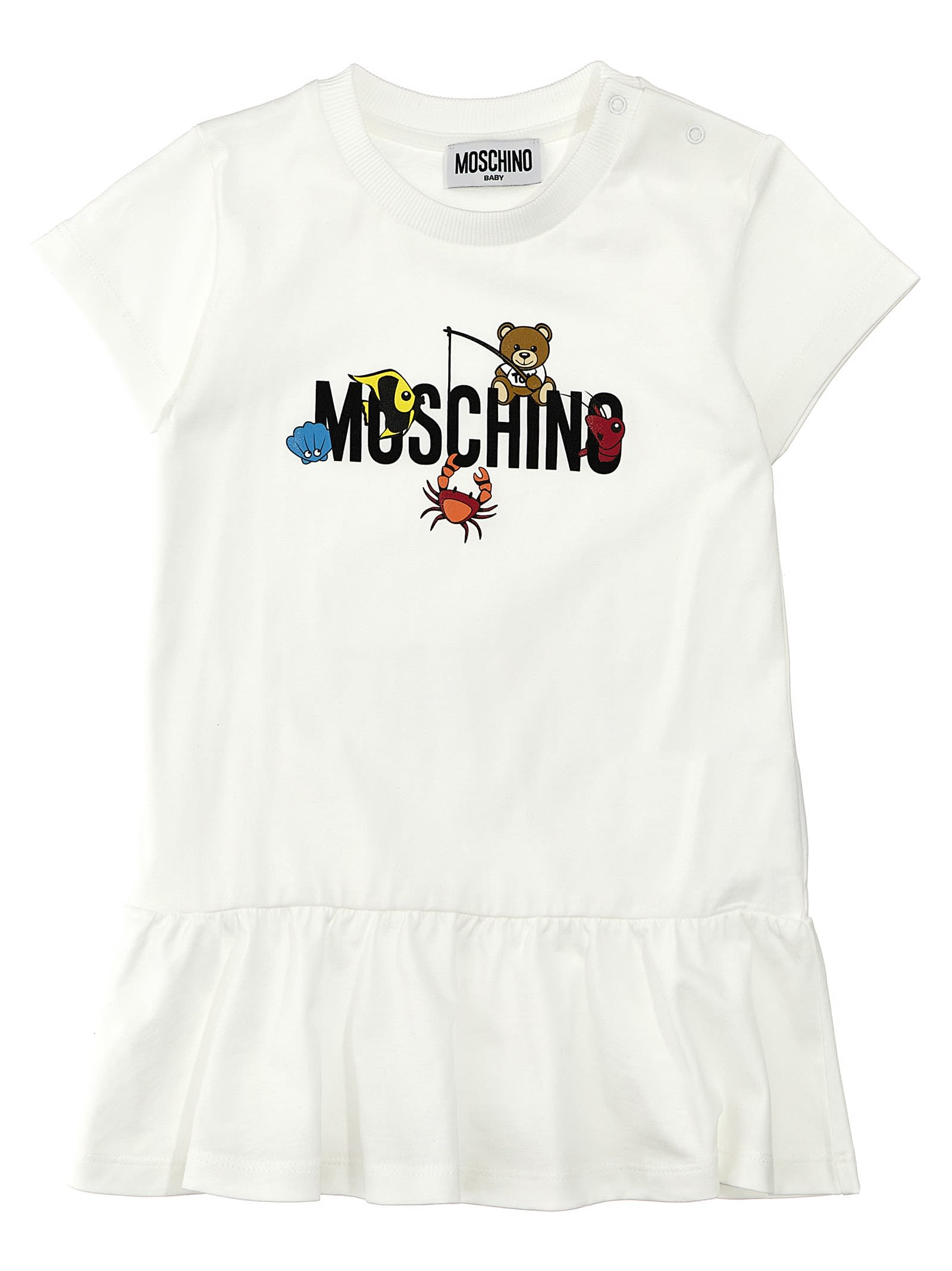 Moschino Babies' Logo Print Dress In White