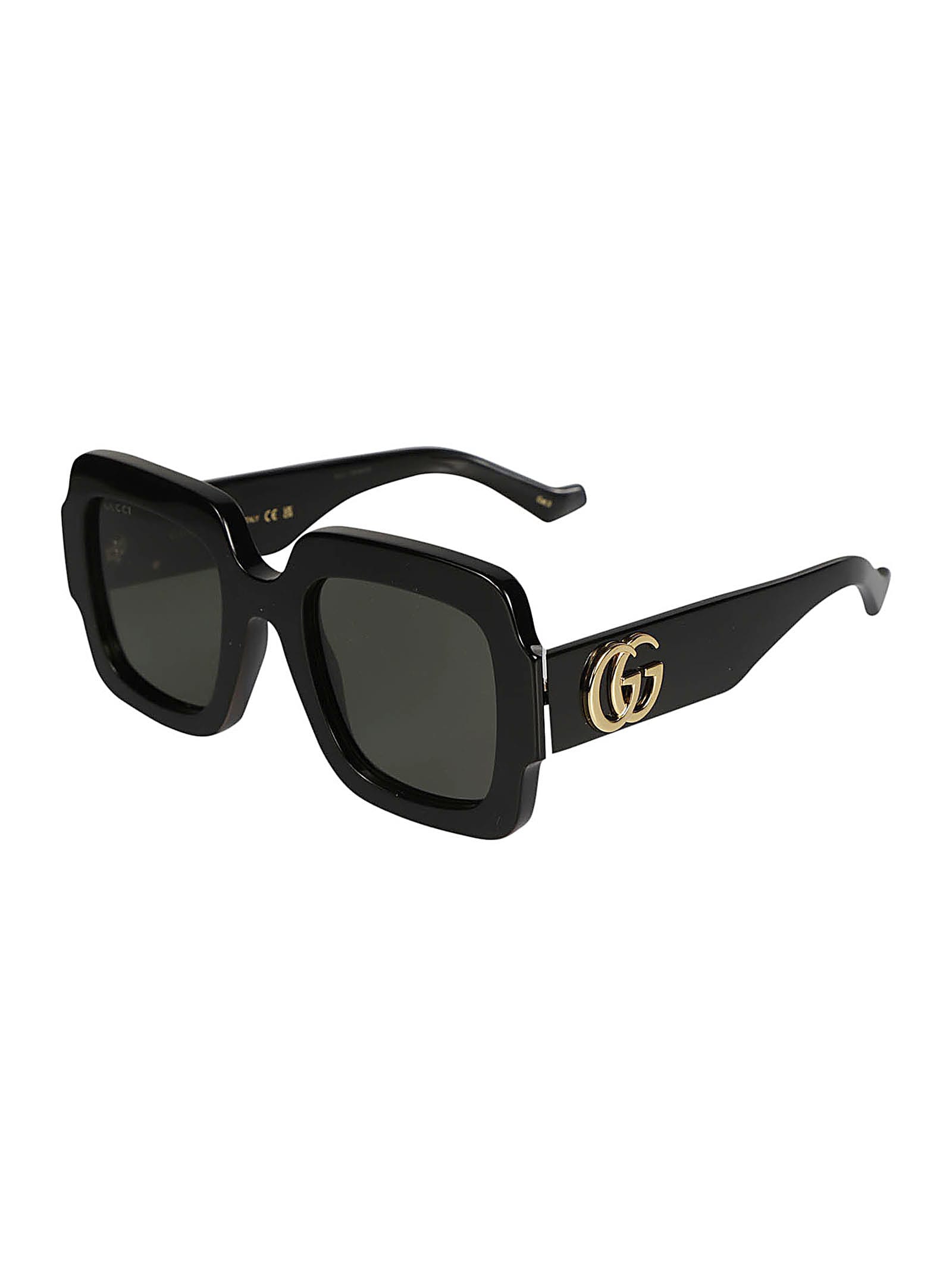 Shop Gucci Thick Square Sunglasses In Black/grey