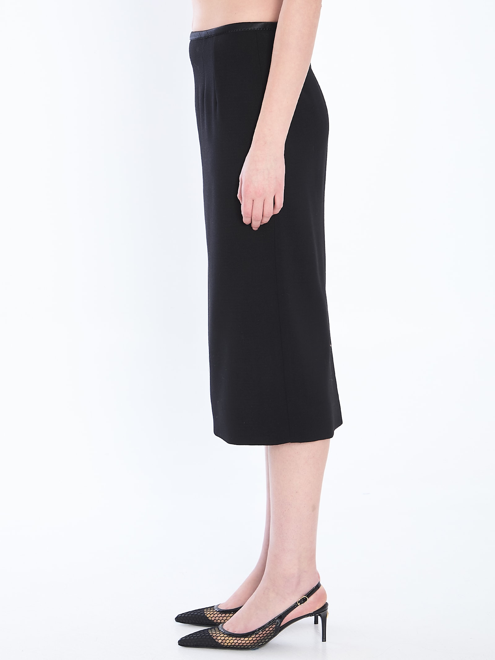 Dolce & Gabbana Gabardine Virgin-wool Midi Skirt In Nero