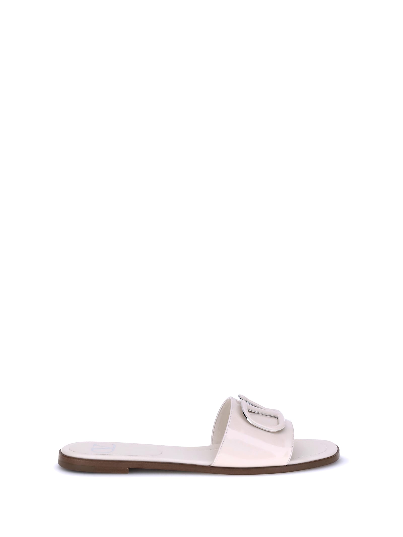 Valentino Garavani Patent Leathe Vlogo Slide Sandals