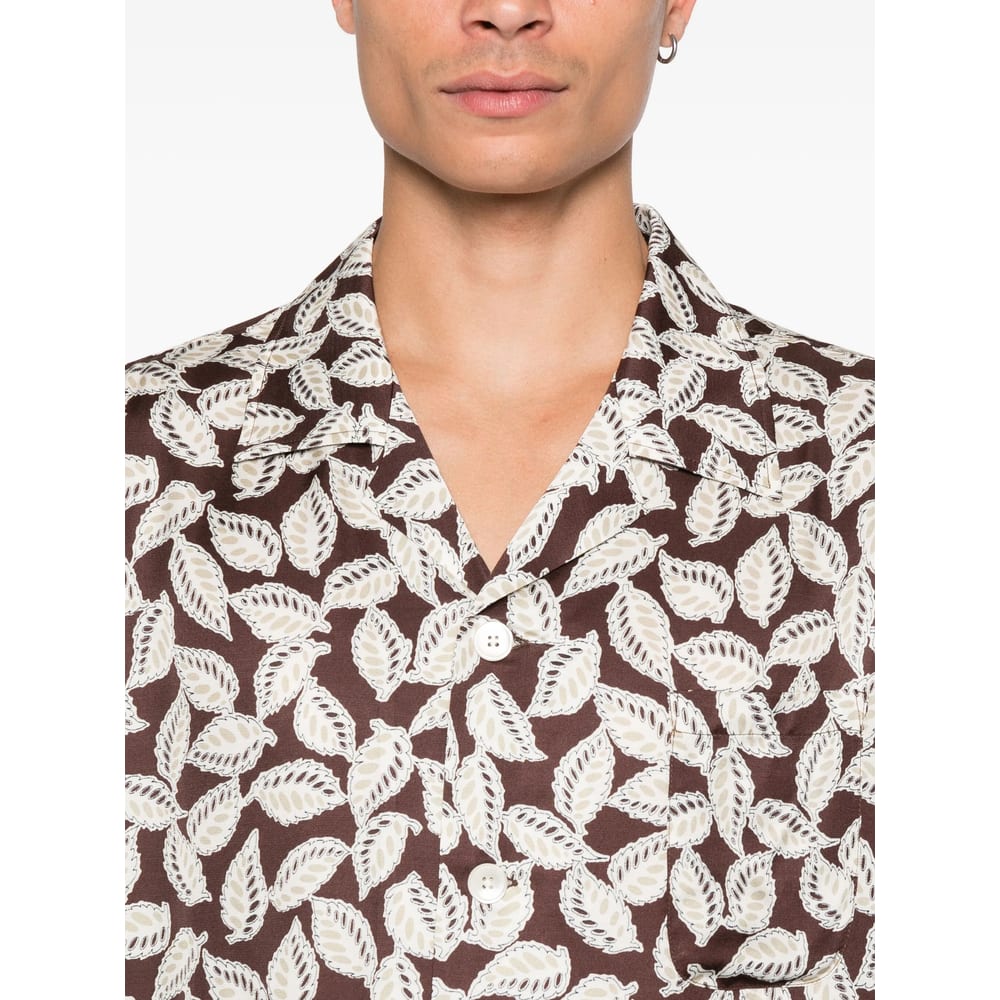 Bode Paper Birch Camp-collar Printed Satin Shirt In Multi