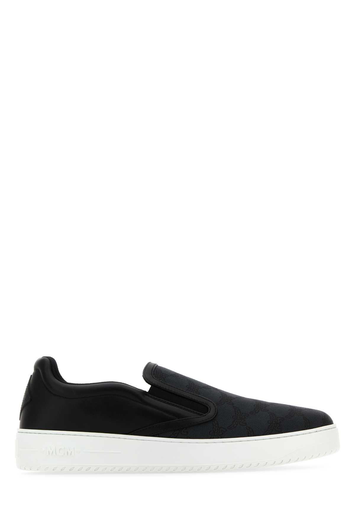 Black Canvas And Leather Neo Terrain Slip Ons