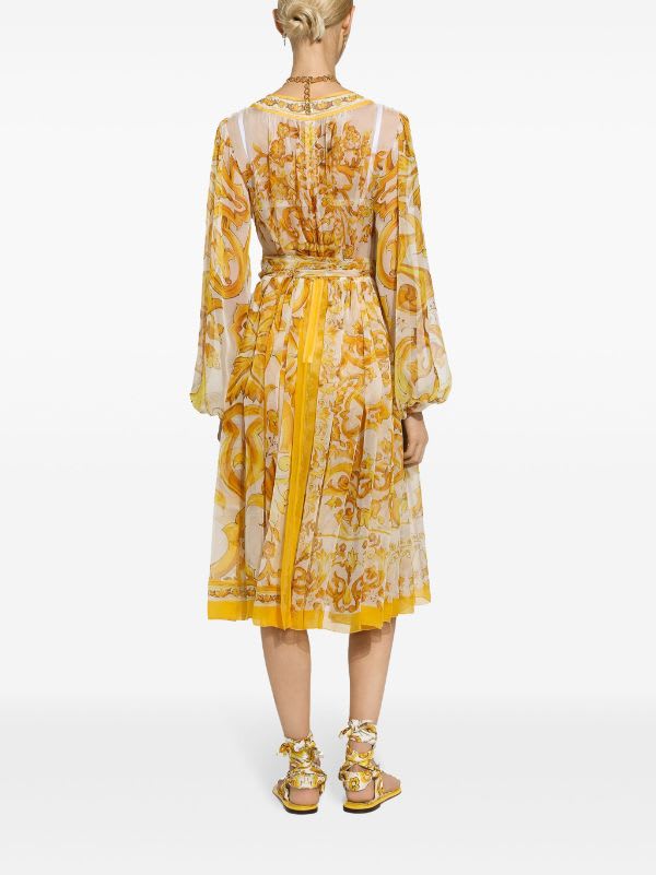 Shop Dolce & Gabbana Abito Chiffon St Maiolica In Tn Giallo