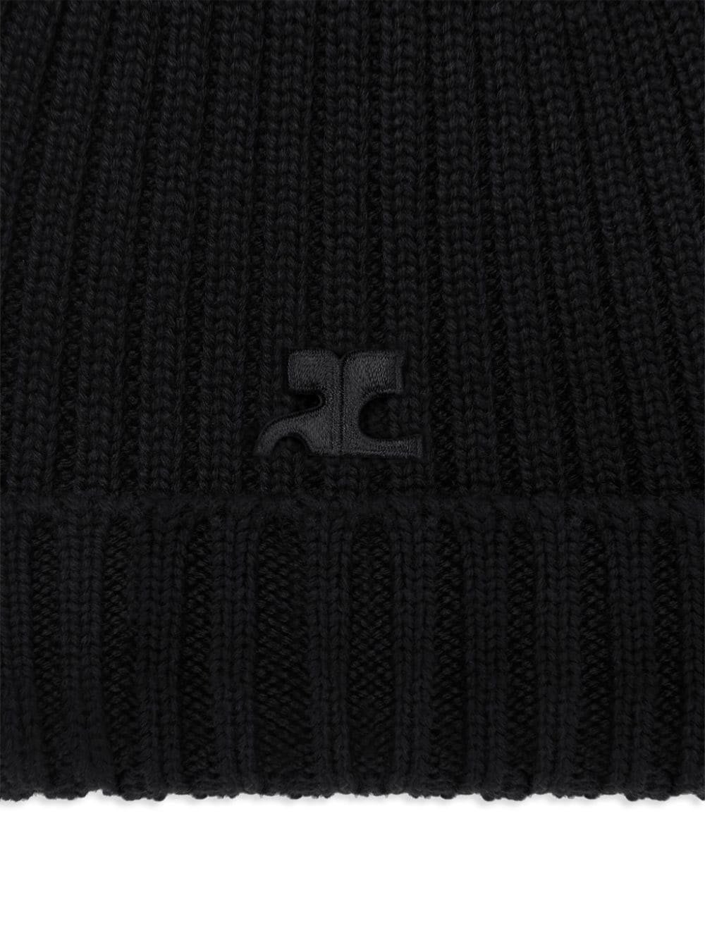 Shop Courrèges Ribbed Beanie In Black