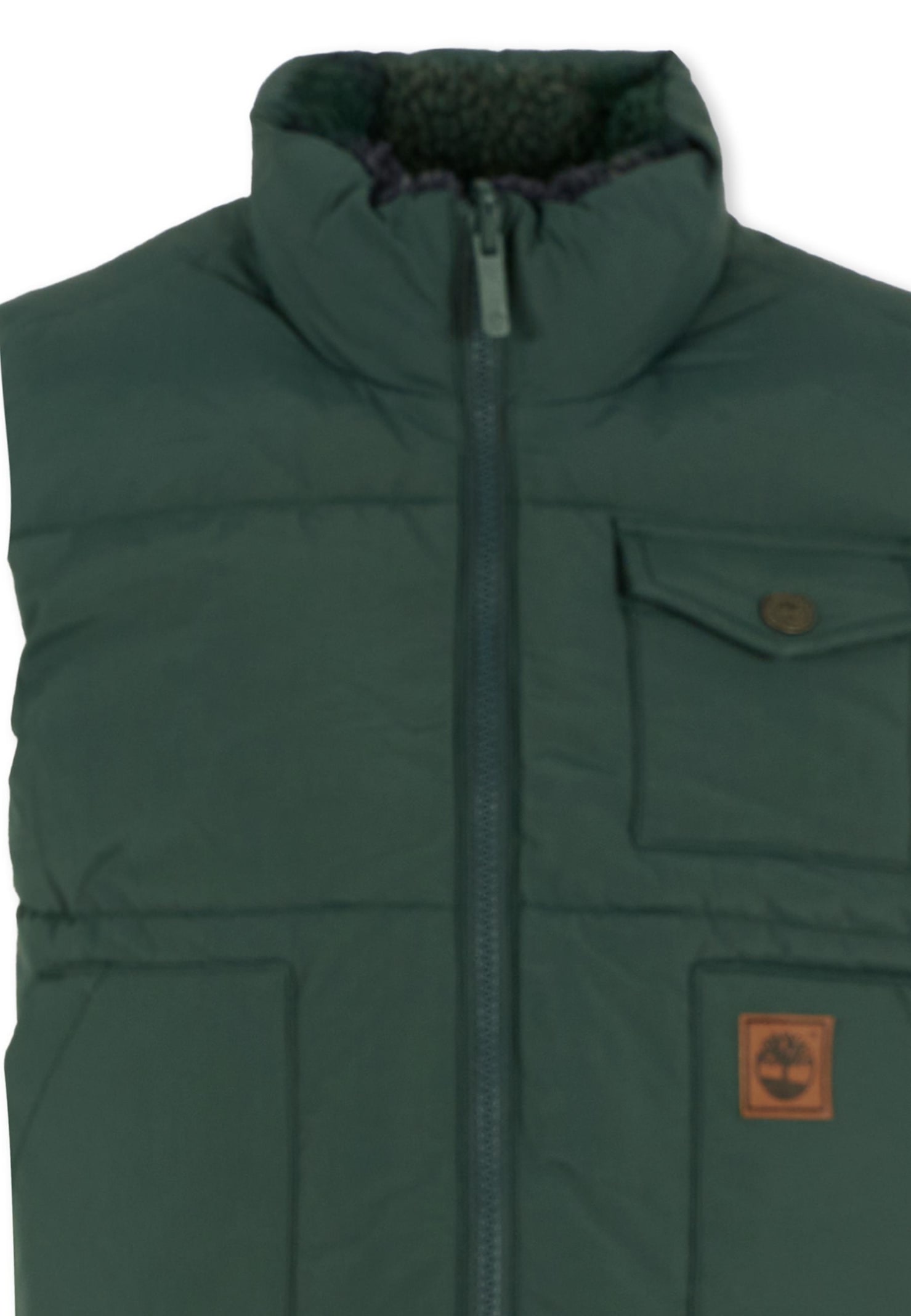 Timberland Reversible Green Vest For Boy With Patch In Green