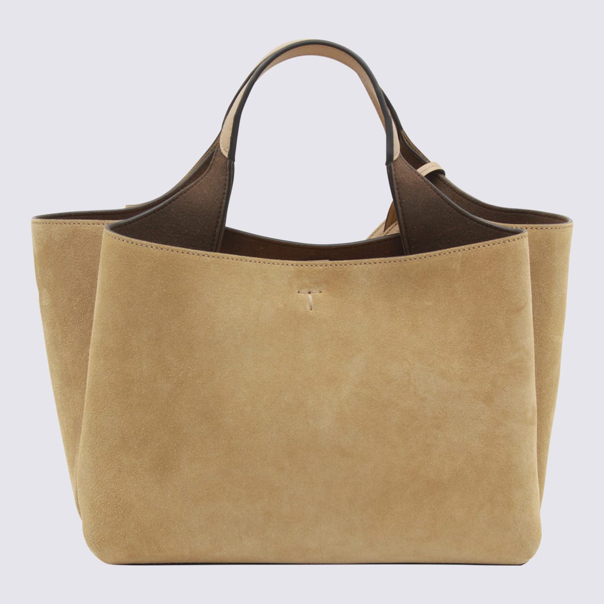 Tod's Beige Suede Leather Top Handle Bag In White