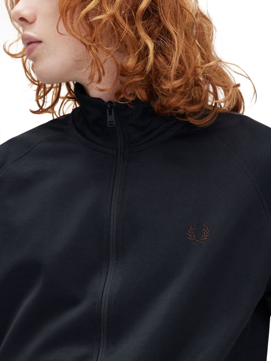 Fred Perry Track Jacket With Contrasting Webbing In Blue