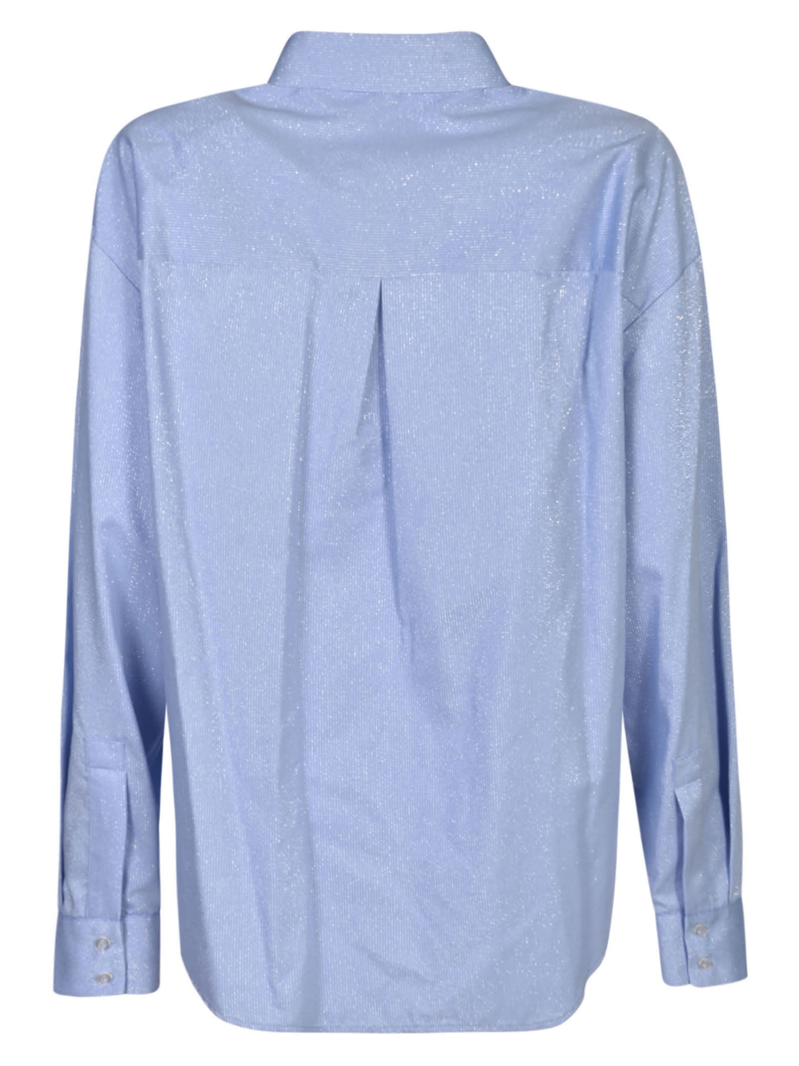 Shop Chiara Ferragni Long-sleeved Glittered Shirt In Gnawed Blue