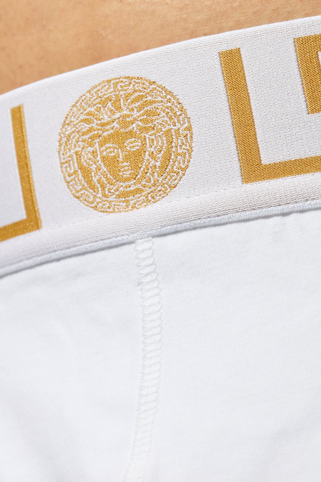 Shop Versace Greca-border Three-pack Boxer Briefs In White