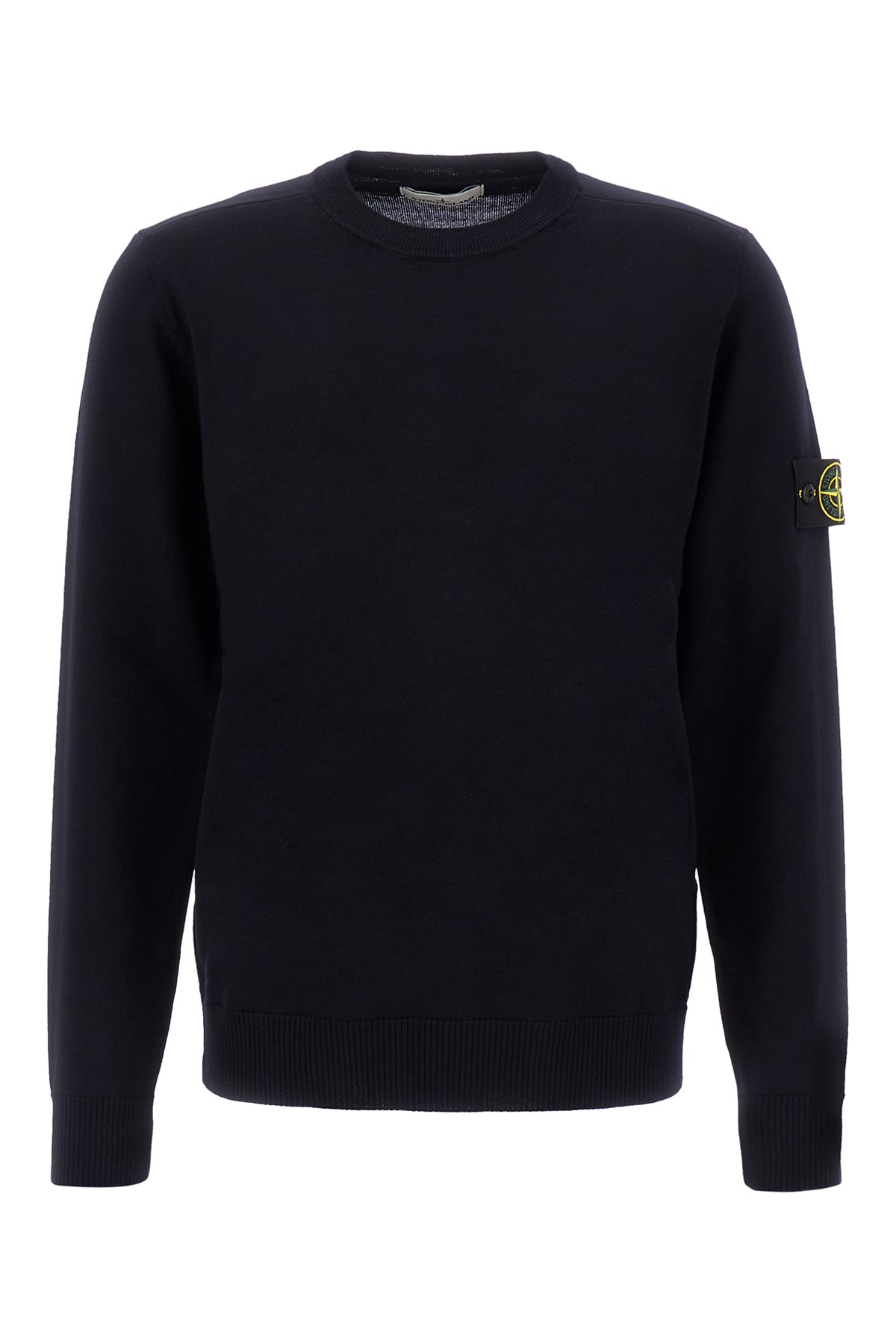 Stone Island Lightweight Wool Crew Neck Pullover In Black