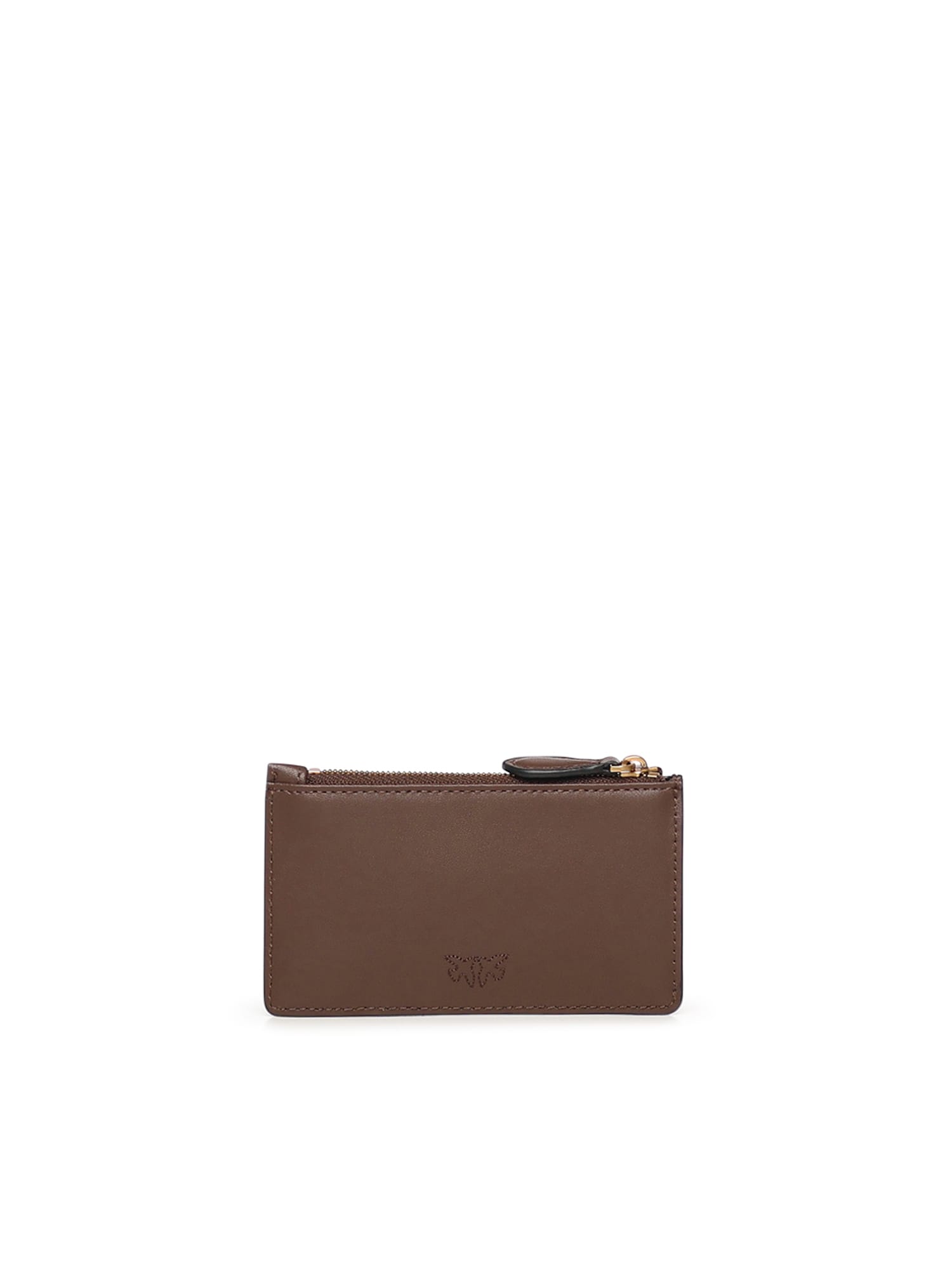 Pinko Zippered Card Holder In Brown