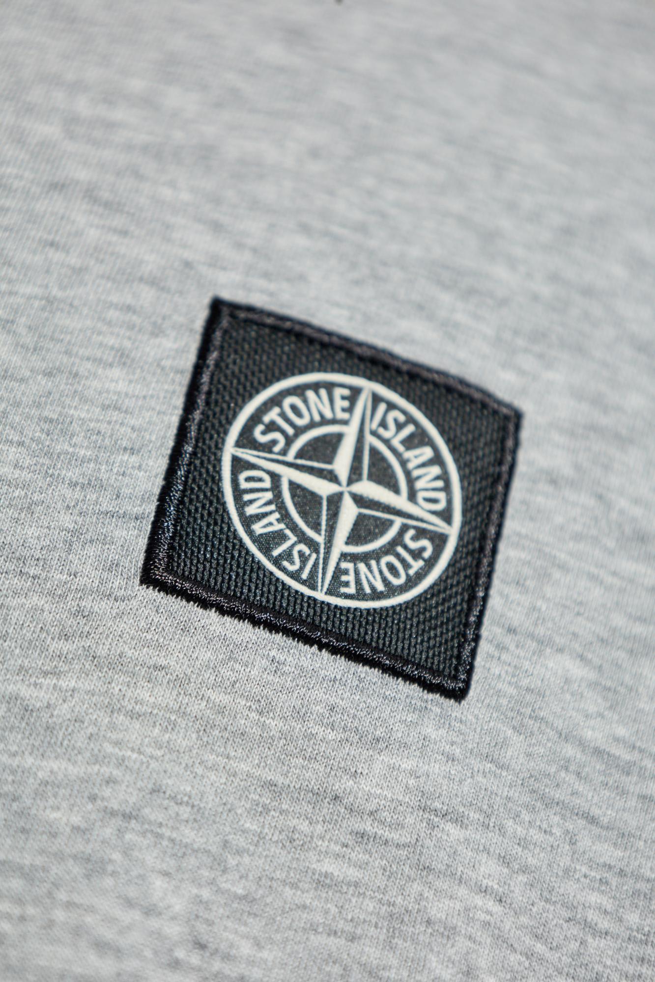 Stone Island Logo-patch Cotton T-shirt In Gray