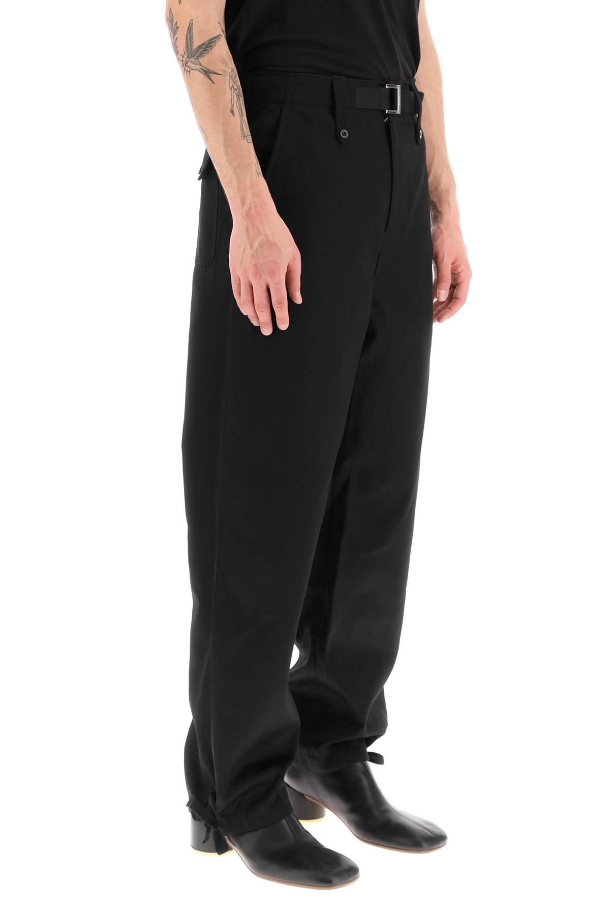 Shop Sacai Cotton Twill Chino Pants In Black (black)