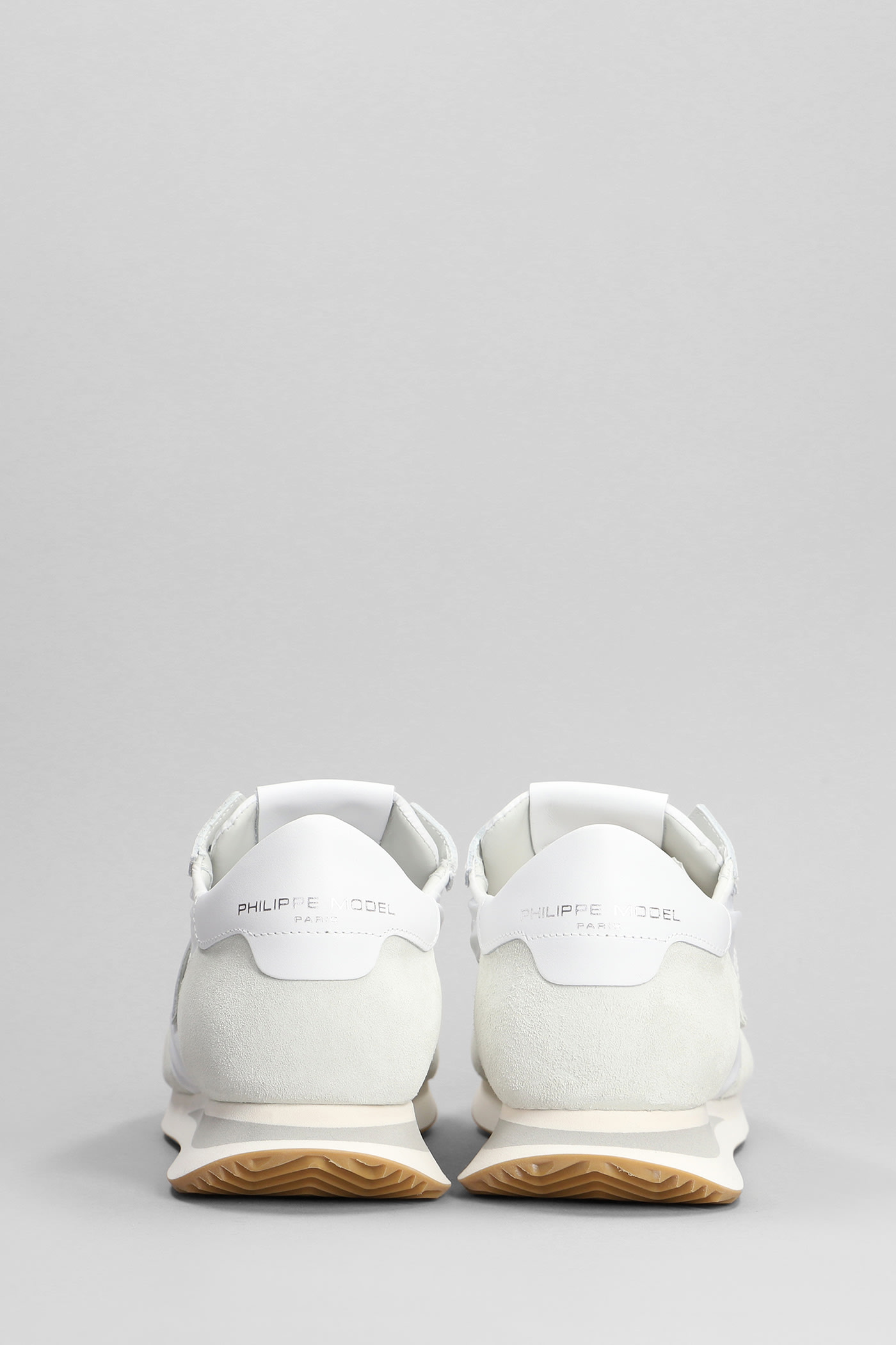 Shop Philippe Model Trpx Low Sneakers In White Suede And Fabric
