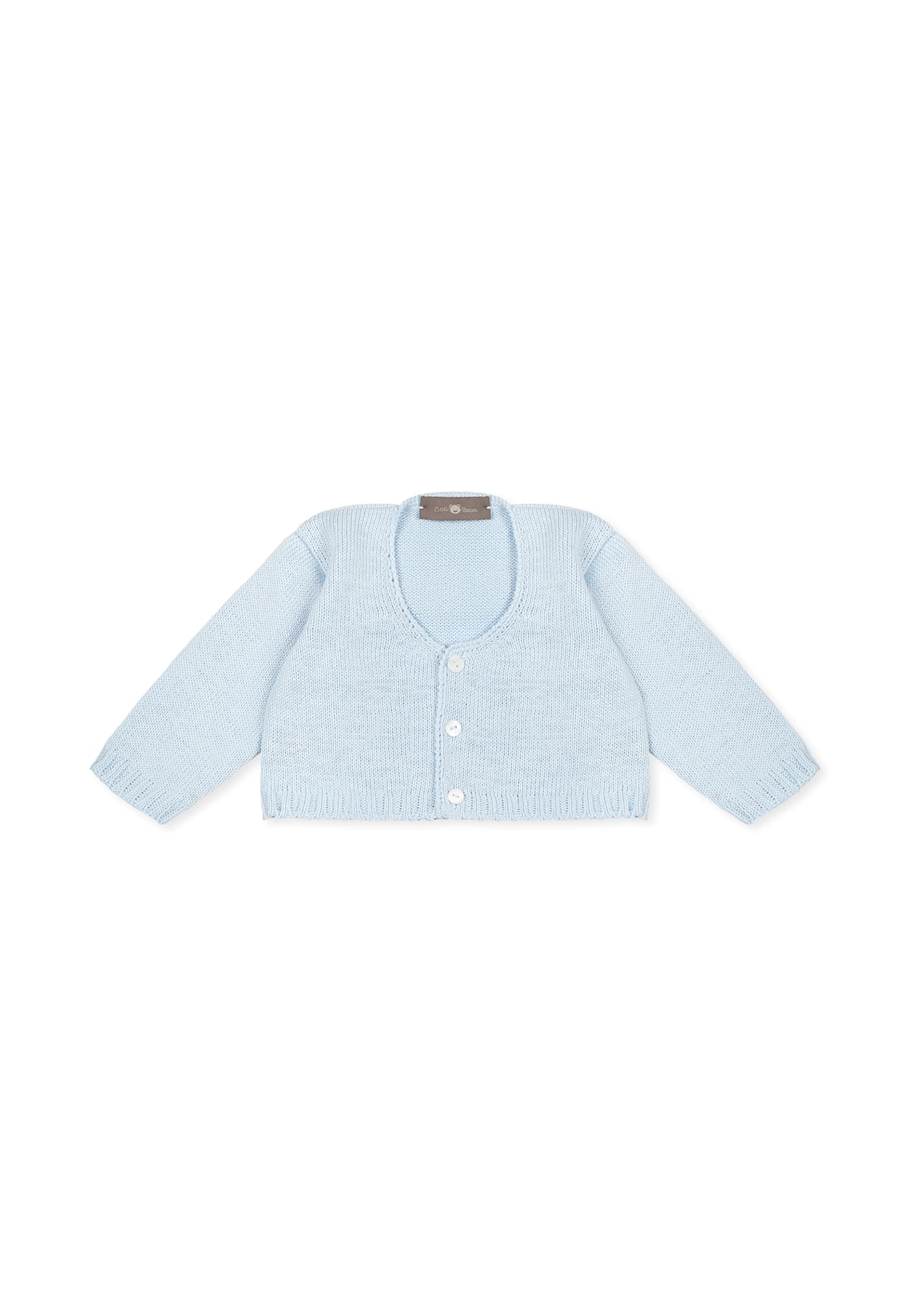 Little Bear Light Blue Cardigan For Baby Boy In Light Blue