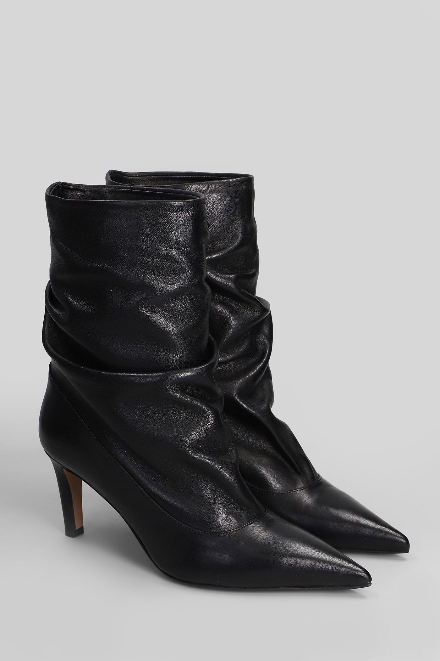 The Seller High Heels Ankle Boots In Black Leather In Black