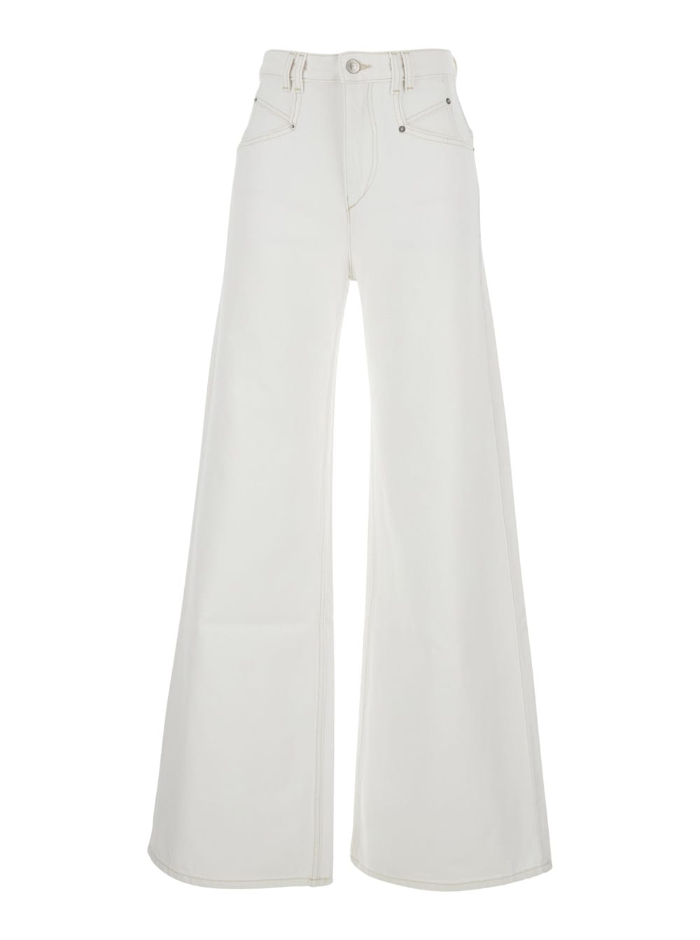 Isabel Marant Lemony White Jeans With Logo Patch On The Rear In Denim Woman