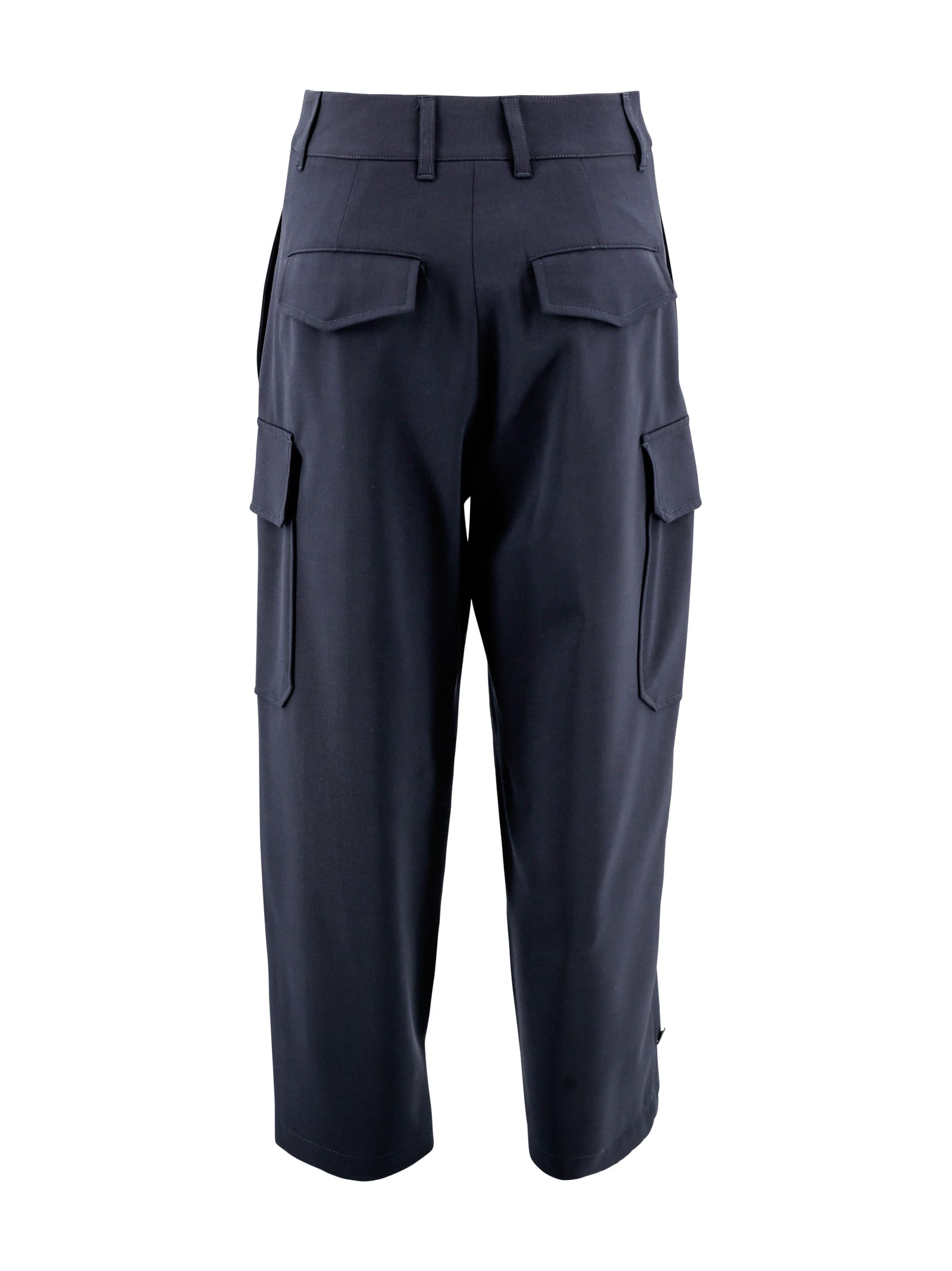 Shop Weekend Max Mara Technical Wool Pants In Blue