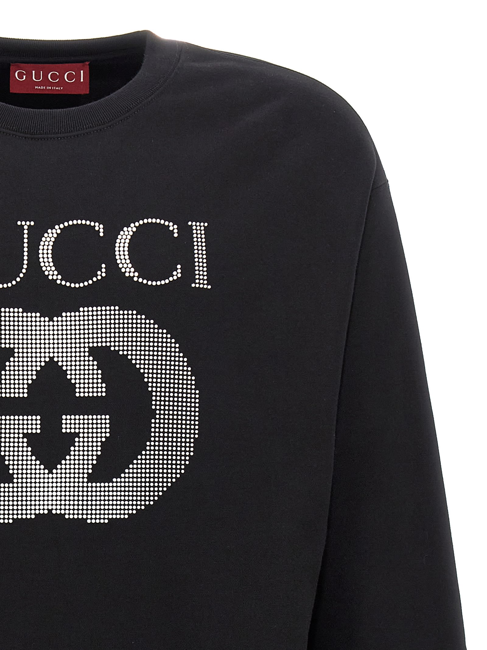 Shop Gucci Logo Sweatshirt In White/black