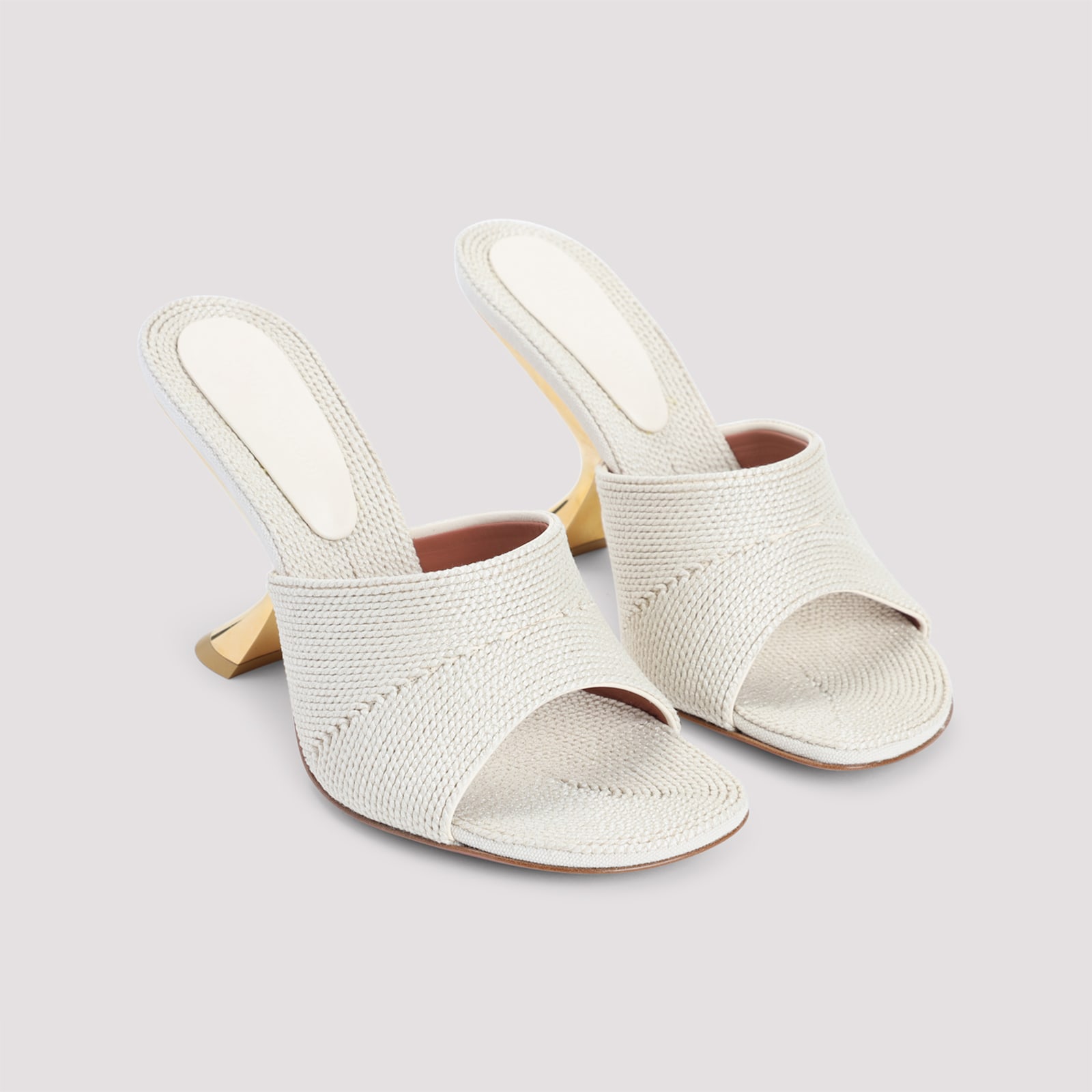 Amina Muaddi Taylor Woven 90 Slipper Sandals In Gold