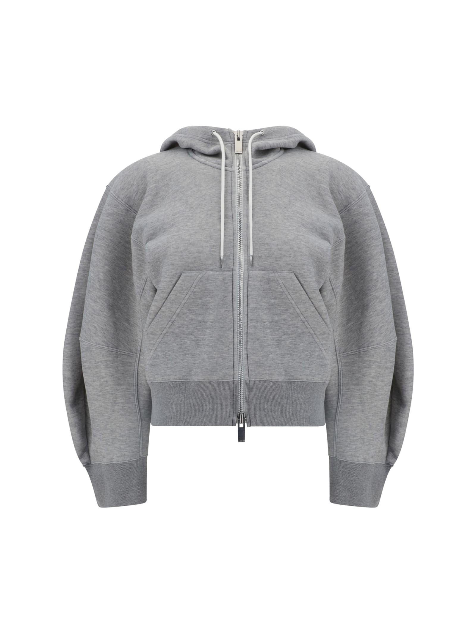 Shop Sacai Hoodie In L/gray