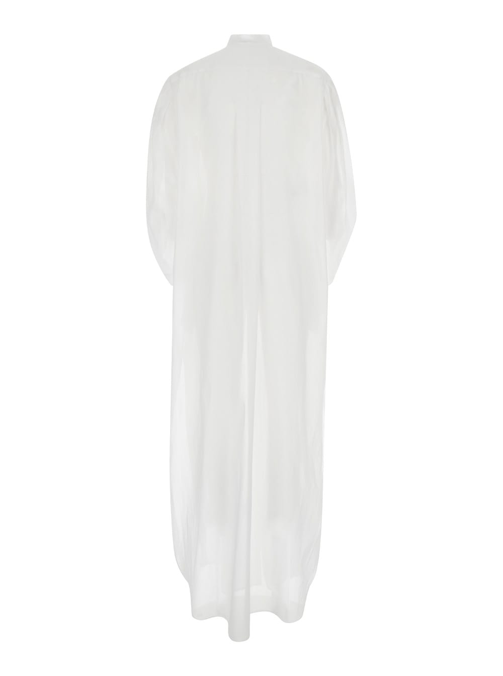 Shop Alberta Ferretti White Chemisier Long Dress With Pleats In Cotton Man