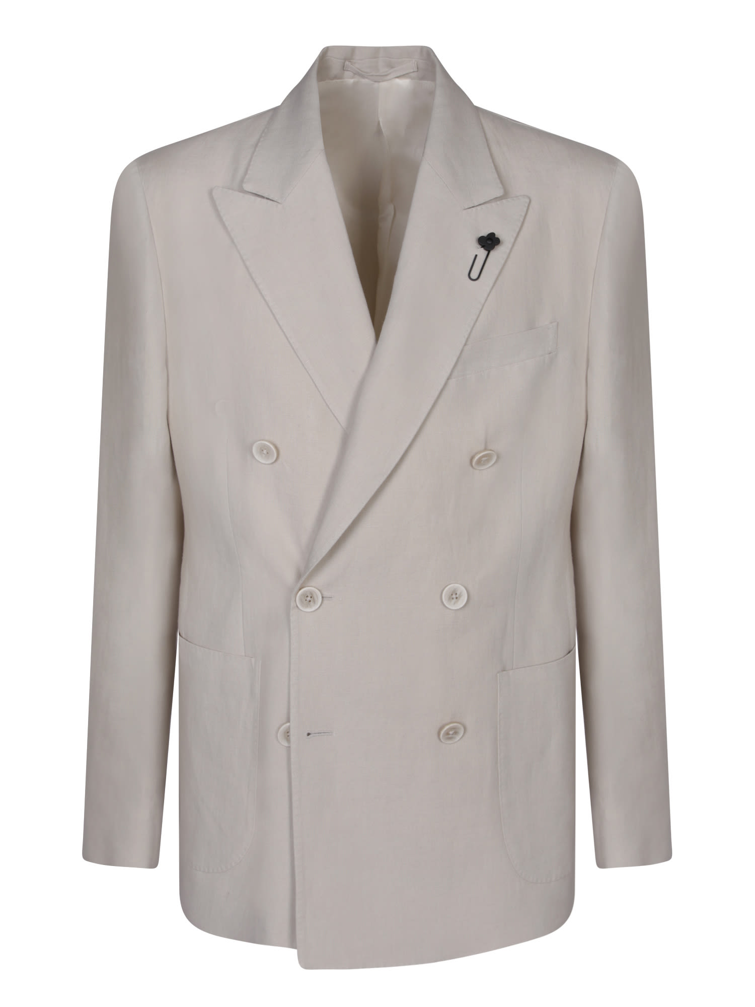 Shop Lardini Double-breasted Beige Suit