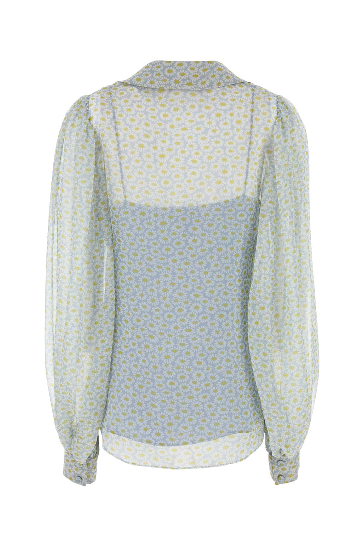Gucci Light Blue Printed Chiffon Shirt In Lightgreyyellowmc