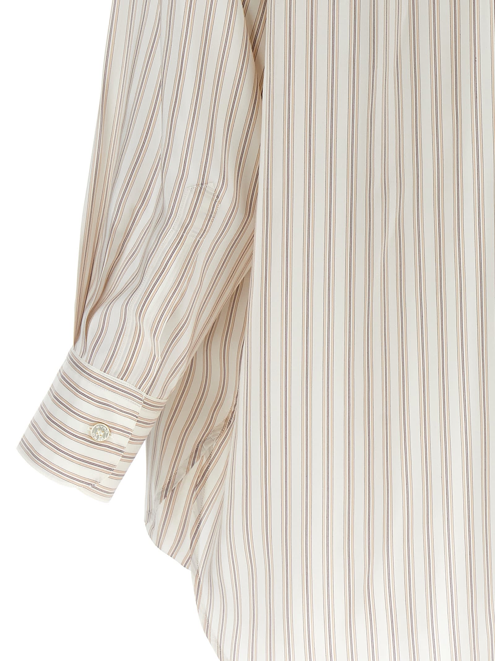 Shop Etro Logo Embroidery Striped Shirt In Multicolor