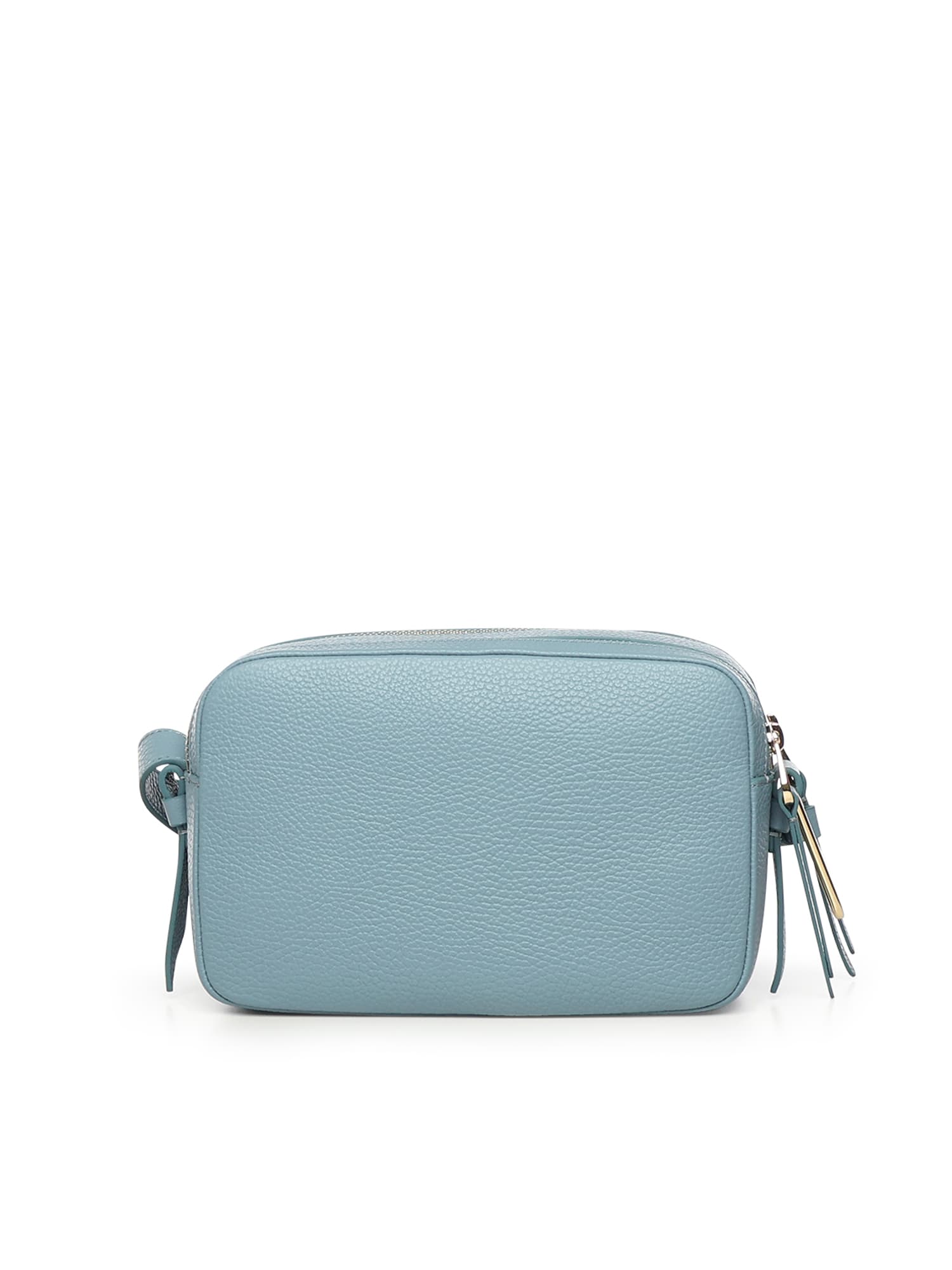 Coccinelle Zip Leather Shoulder Bag In Blue
