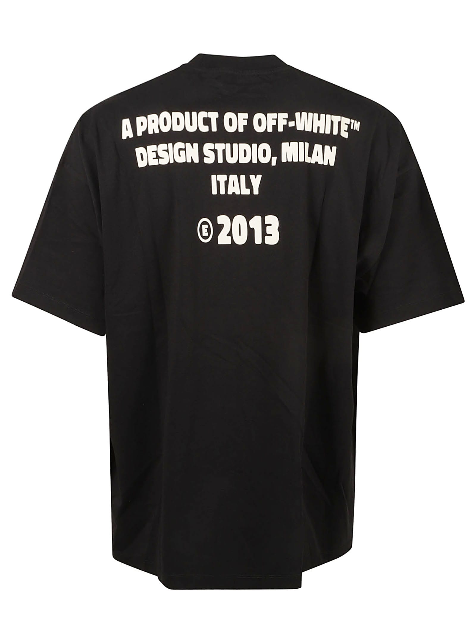 Shop Off-white Crystal Round Logo Over T-shirt In Black/white