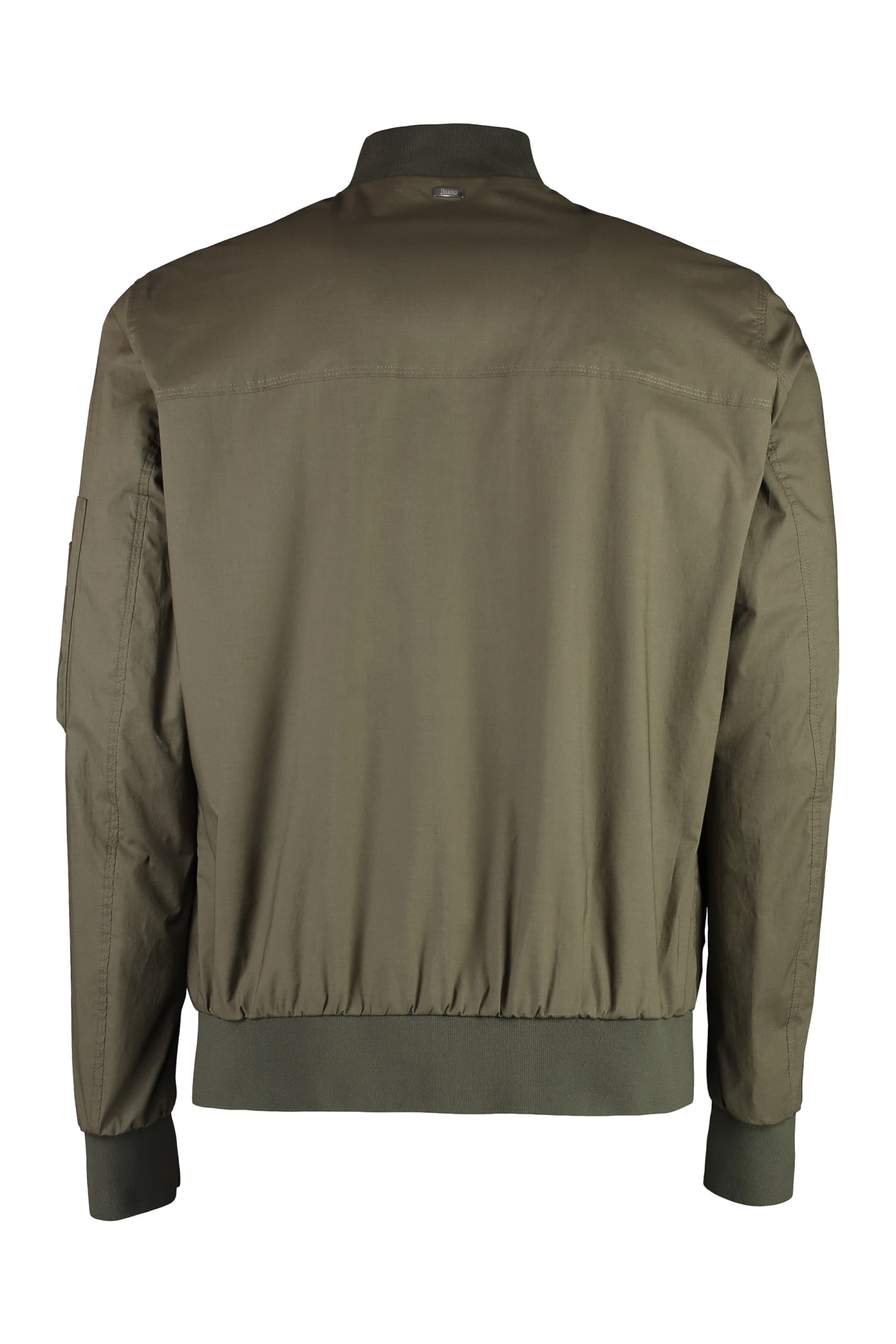 Shop Herno Cotton Bomber Jacket In Verde Militare