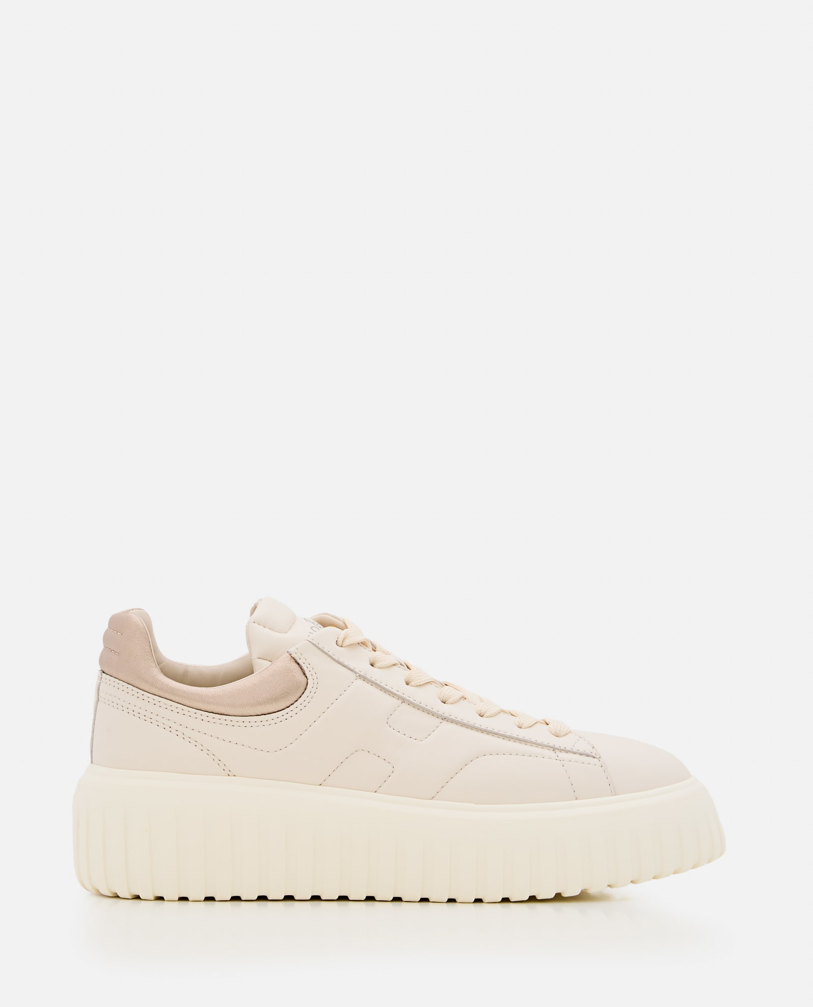 Shop Hogan H-stripes Lace Up Sneakers In Beige