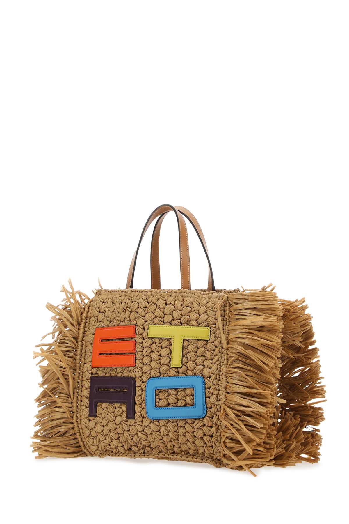 Etro Raffia Shopping Bag In Brown
