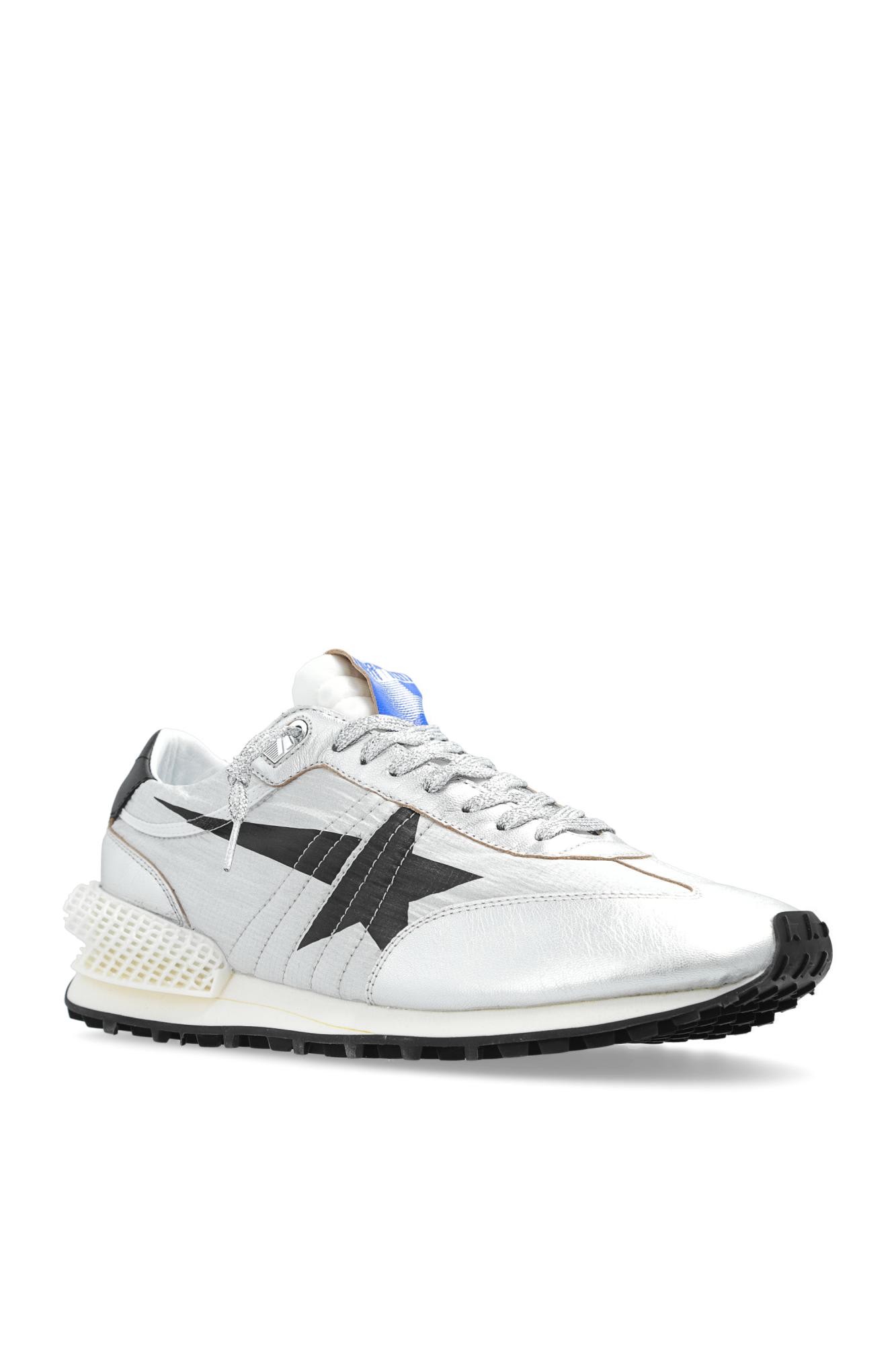 Golden Goose Marathon Nylon Sneakers With Silver Ripstop And Black Star Shoes In Silver