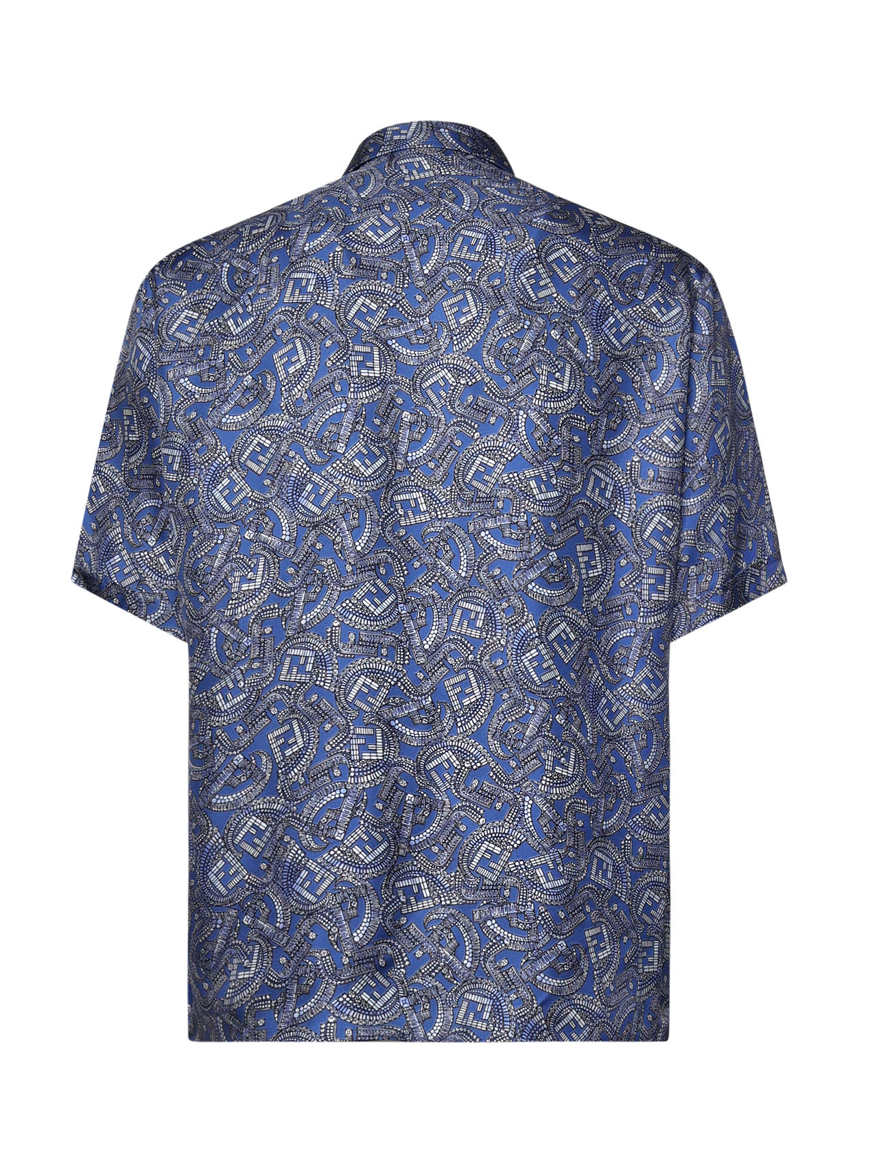 Fendi Logo-print Linen Shirt In Sapphire