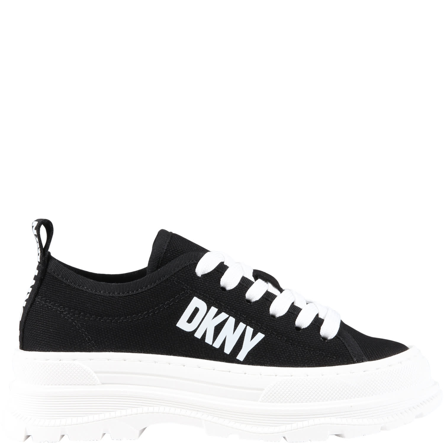 Dkny Kids' Black Sneakers For Girl With White Logo