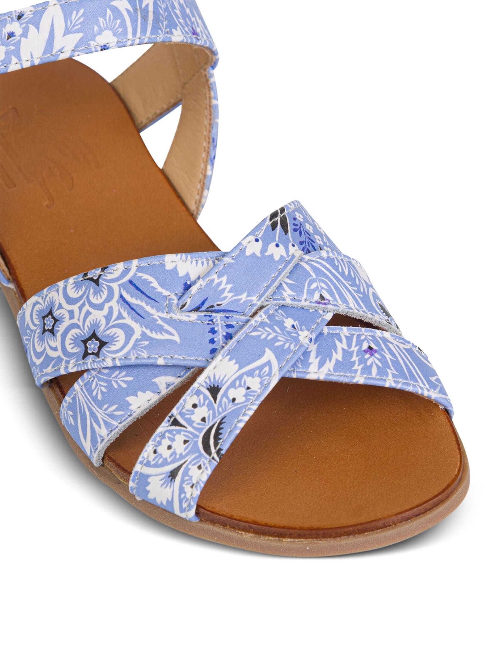 Shop Etro Light Blue Sandals With Paisley Motif