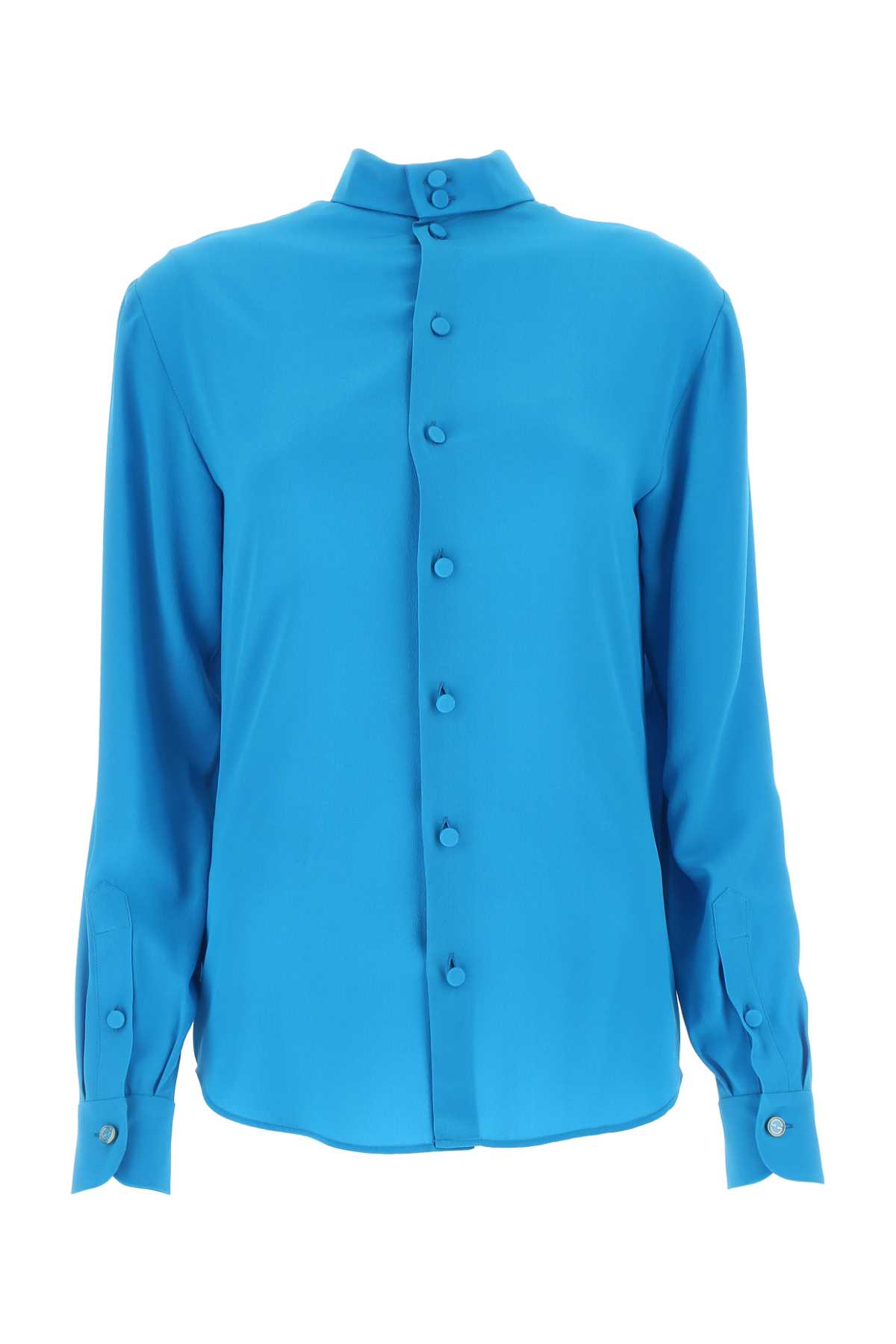Gucci Silk Blouse With Unique Collar And Cuffs In Multicolor