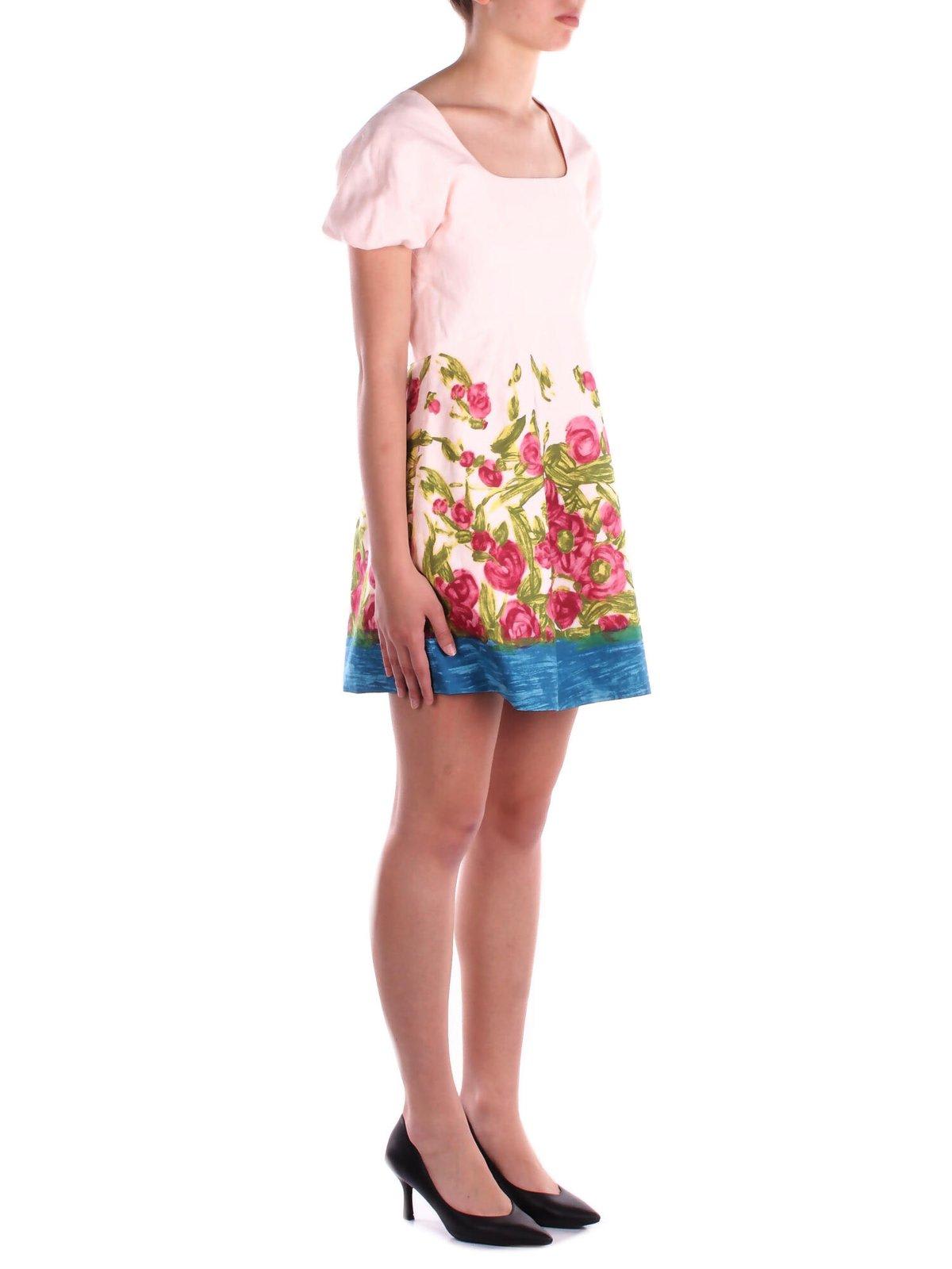 Weekend Max Mara Omens Antique Rose Ebbro Short-sleeve Linen-blend Mini Dress In Pink
